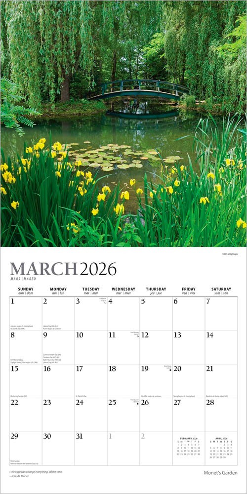 Monet’s Garden | 2026 12×24″ (Hanging) Monthly Square Wall Calendar