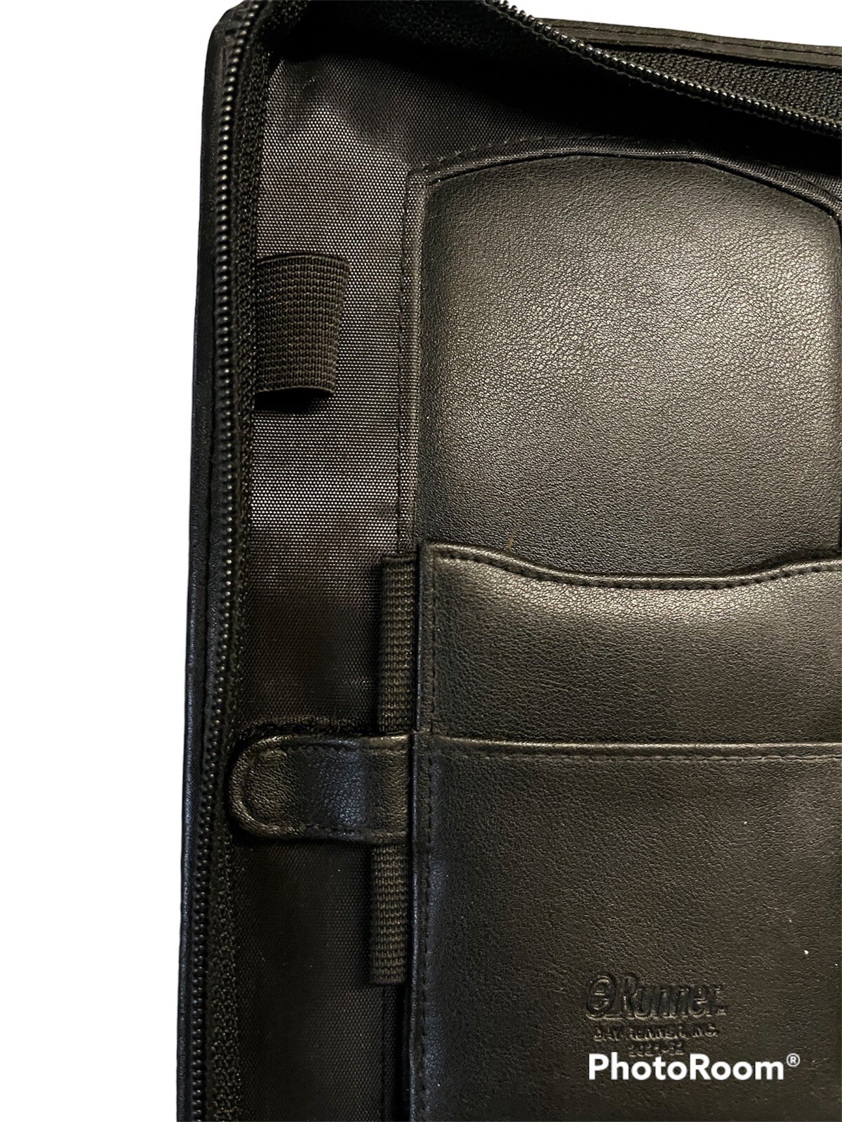 Vintage Day Runner planer leather cover 3 ring organizer black zip aruond read d