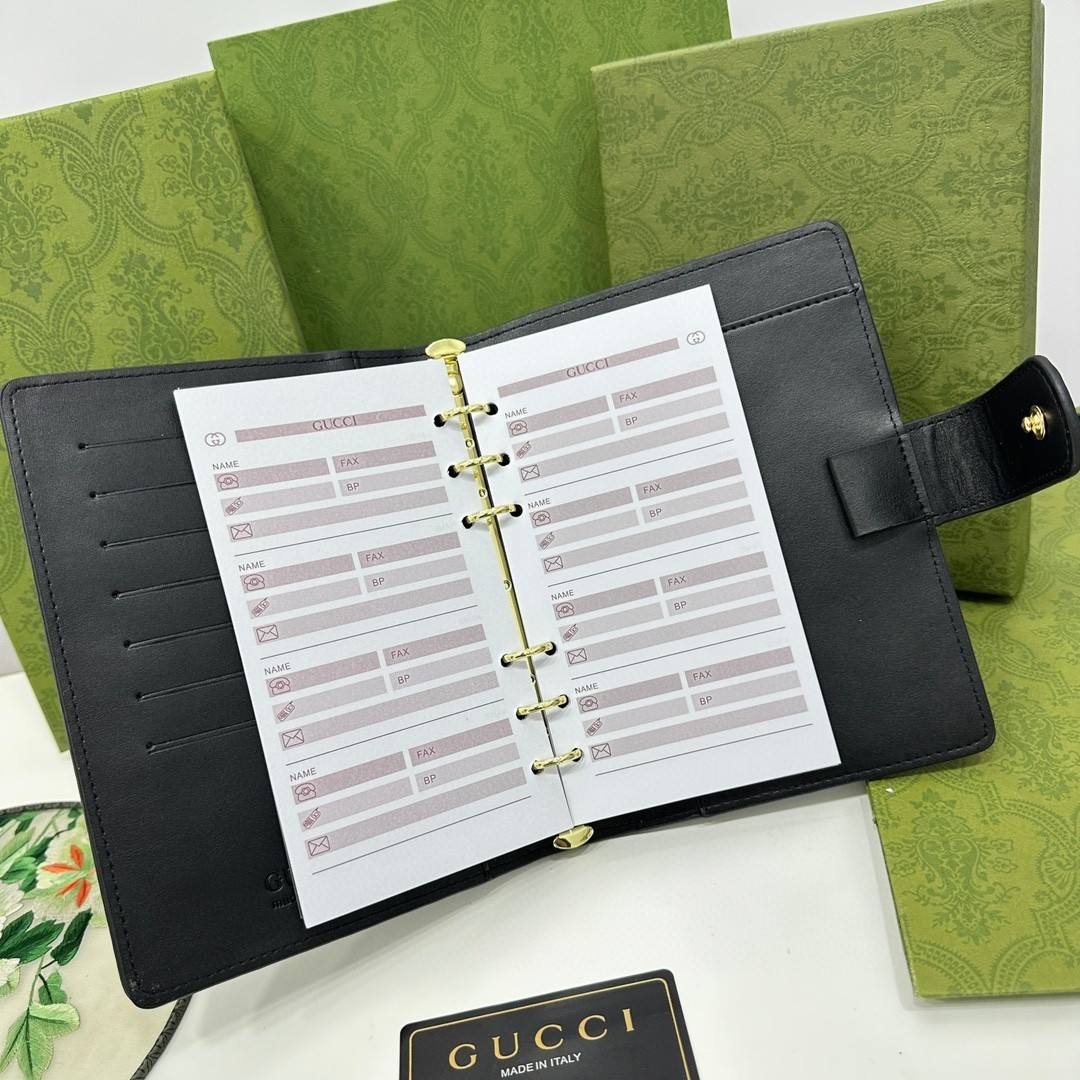 Luxury Embossed Leather Journal Planner Black Signature Pattern Agenda New