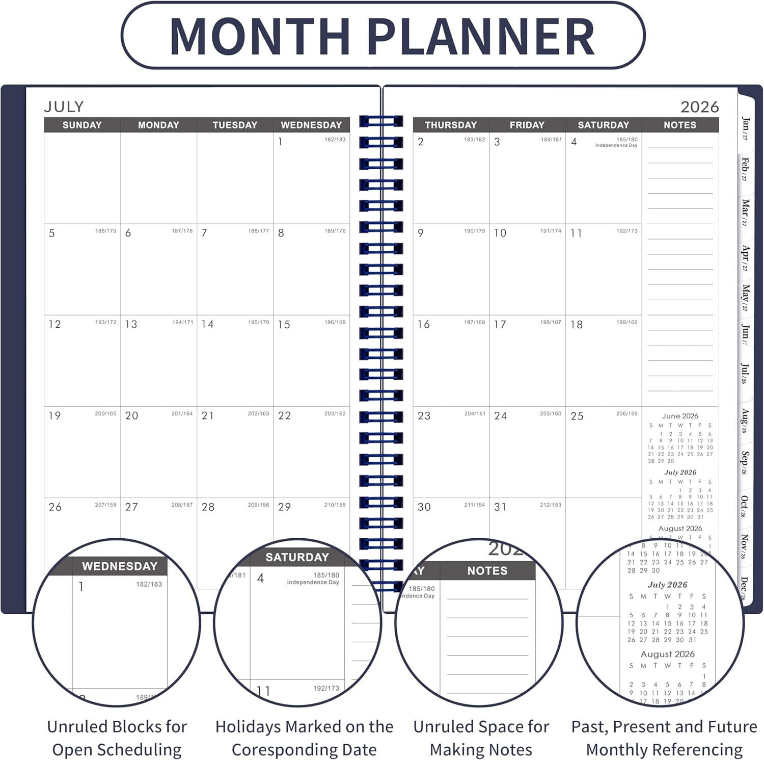 5 Year Planner 2026-2030 Monthly Calendar 6.4×8.5 Tabs Pocket Notes Pages New US