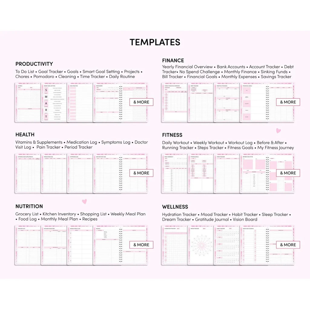[NEW] 2026 All in One Digital Planner Undated Rose Pink | Hyperlinked & Goodnote