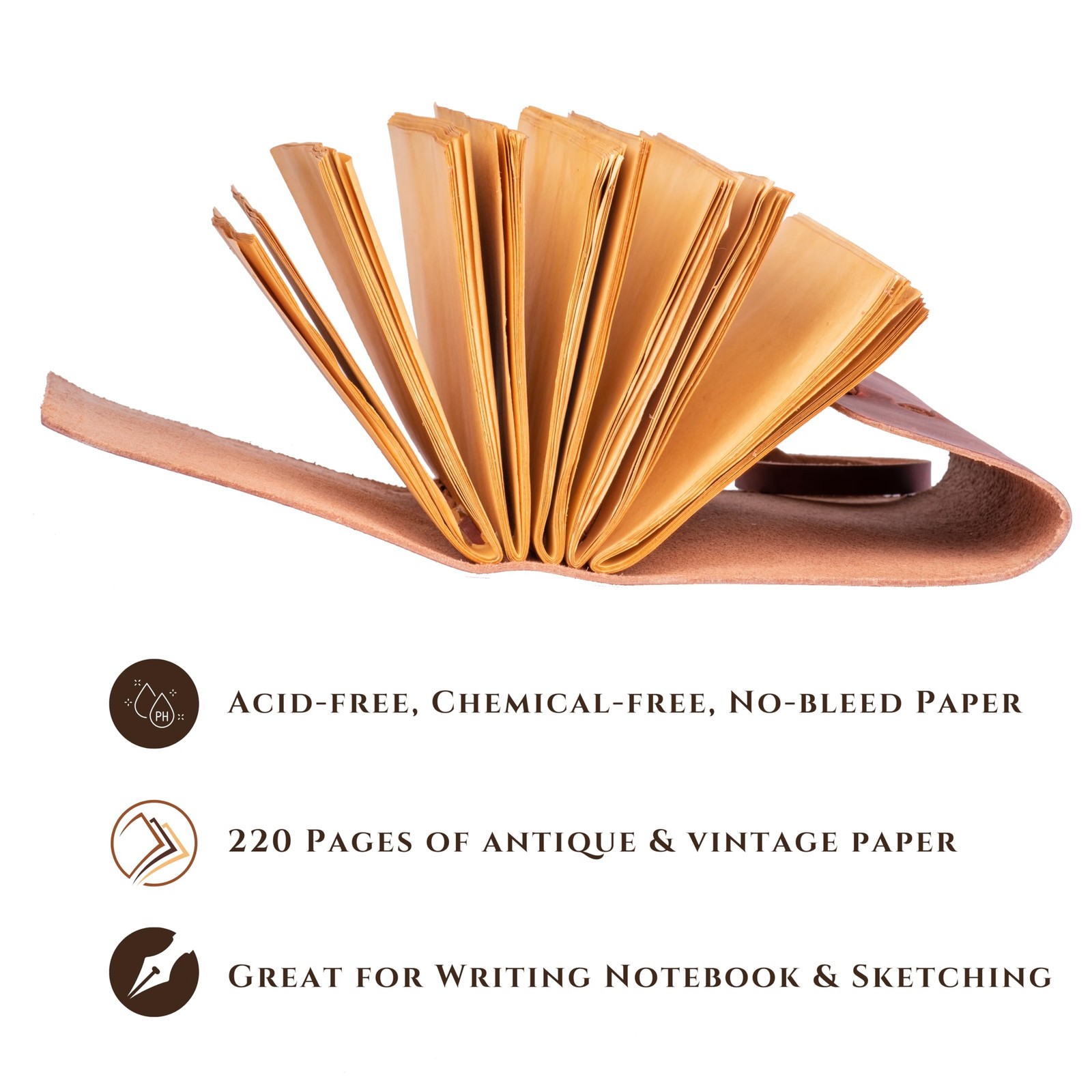 LEATHER VILLAGE Leather Bound Journal – 7 inches X 5 inches, Cappuccino Brown