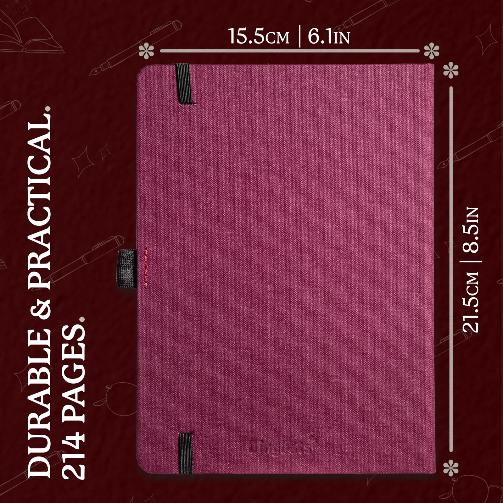 Dingbats* Reading Journal for Book Lovers – Thick Paper Wine Purple