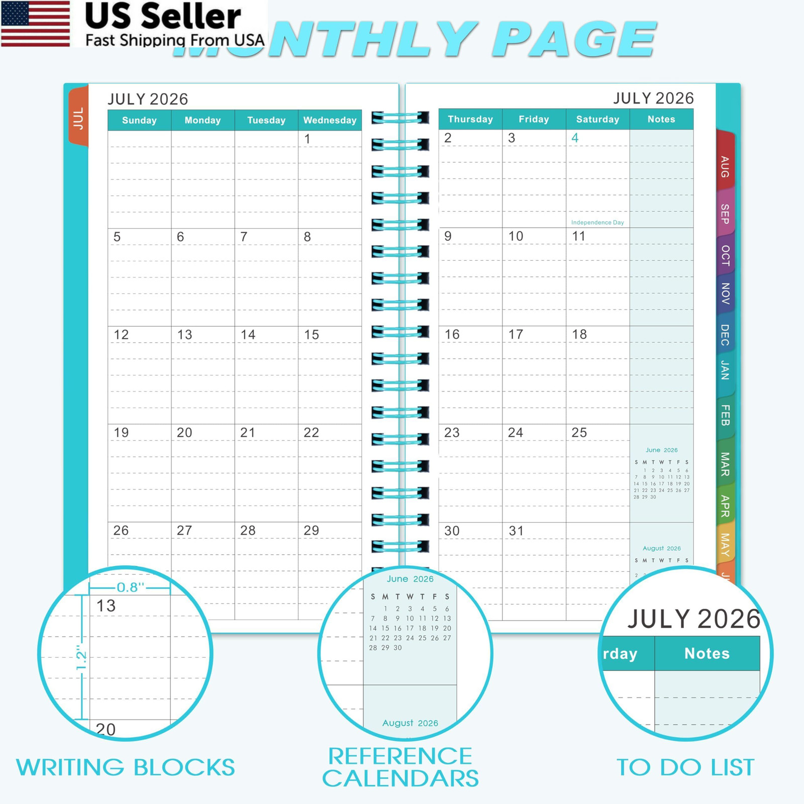 2026-2027 Pocket Calendar/Planner – 6.4 inches X 3.9 inches, Lake-green