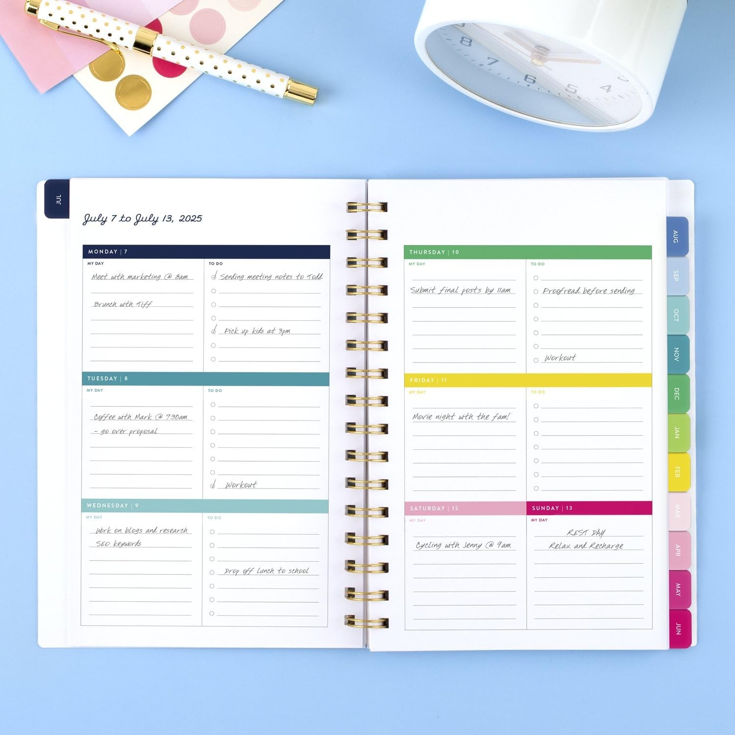 AT-A-GLANCE Planner 2025-2026 Academic, 5.5″W x 8.5″H, Happy Stripe