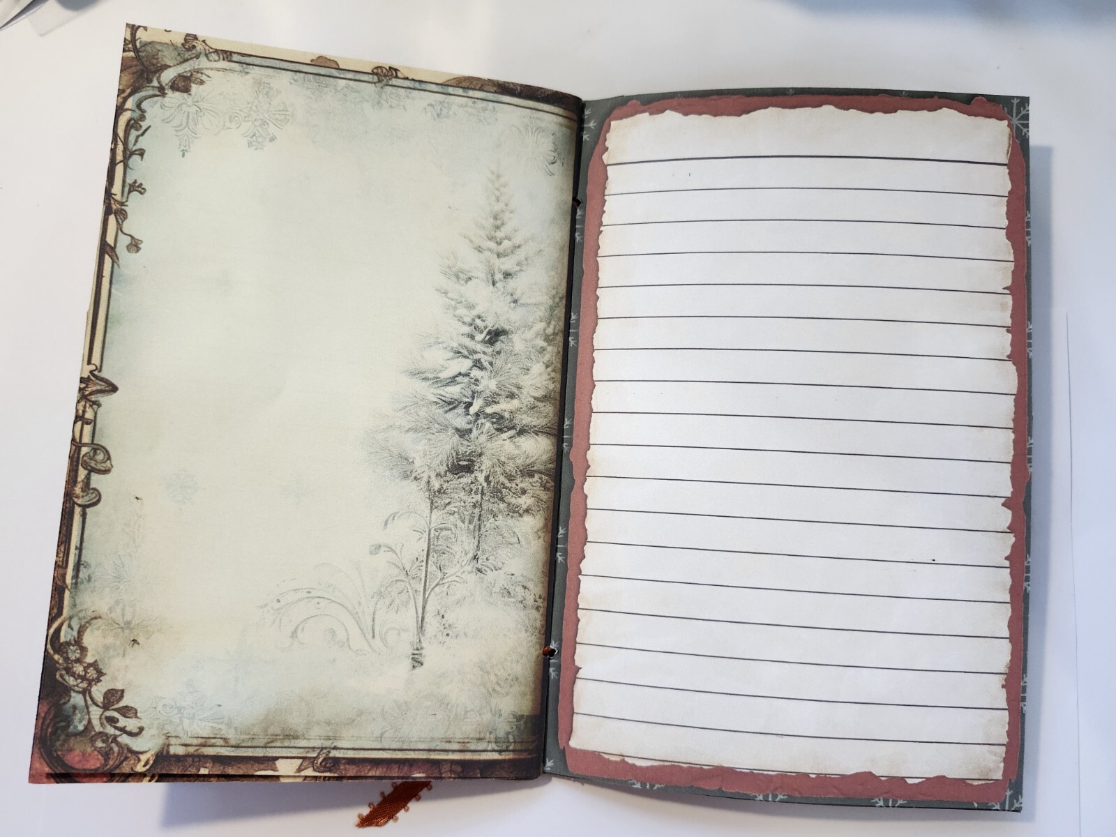 Junk Journal Blank BOOKLET “VICTORIAN WINTER” HANDMADE Christmas, LG 8.5″x5.5