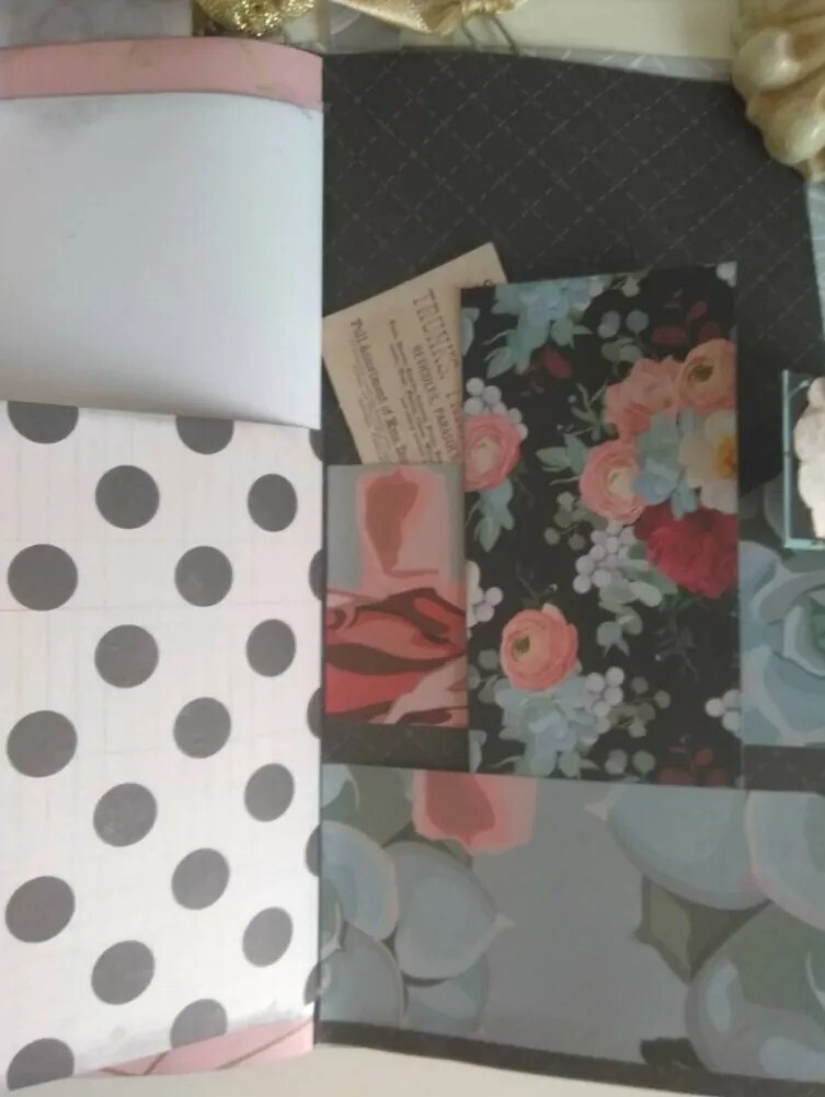 SALE! Handcrafted 10″ Journal Scrapbook Paper Writing Notebook Pink Green Roses