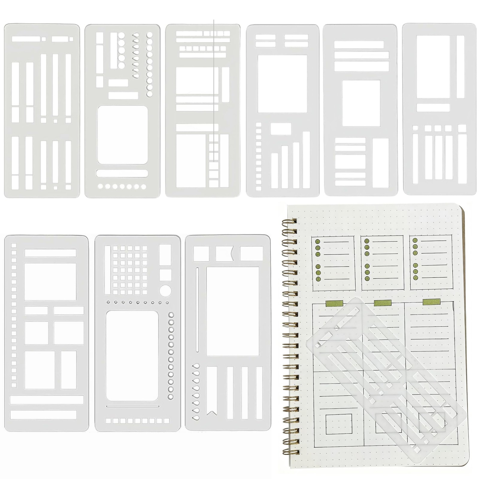 Flexible Record Template Set, 9 Pcs Reusable 2.5 inches by 5.2 inches, White