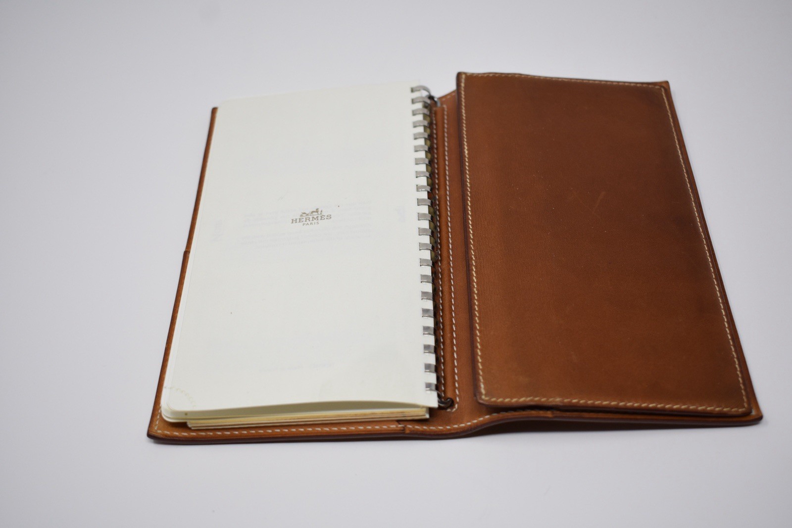 Hermes Vintage Tan/Brown Leather 7 Slot Bifold Notebook/Agenda/Wallet/Holder