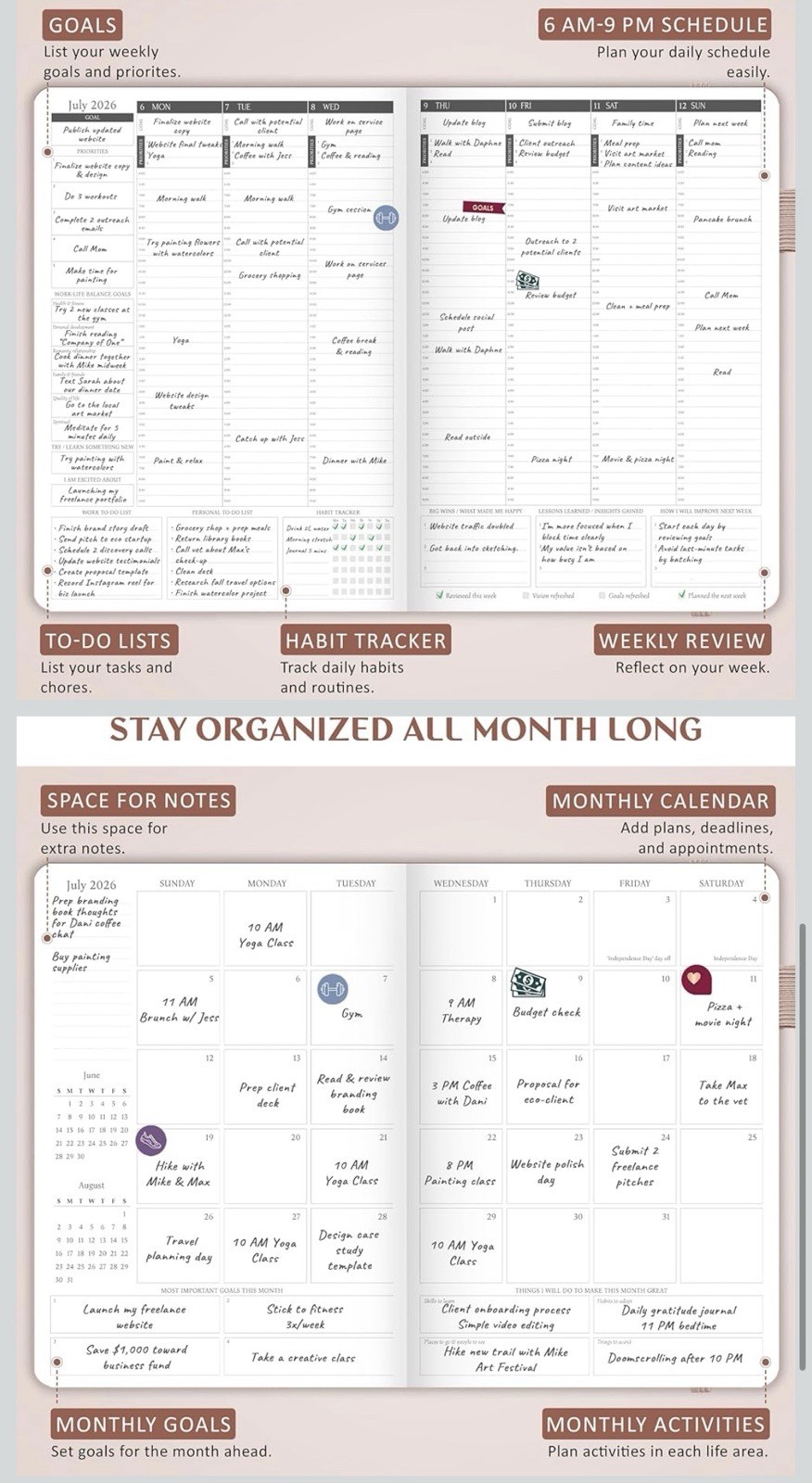 Legend Hourly Schedule Planner PRO Dated Jan 2026-Jan 2027 – Deluxe Hard Cover