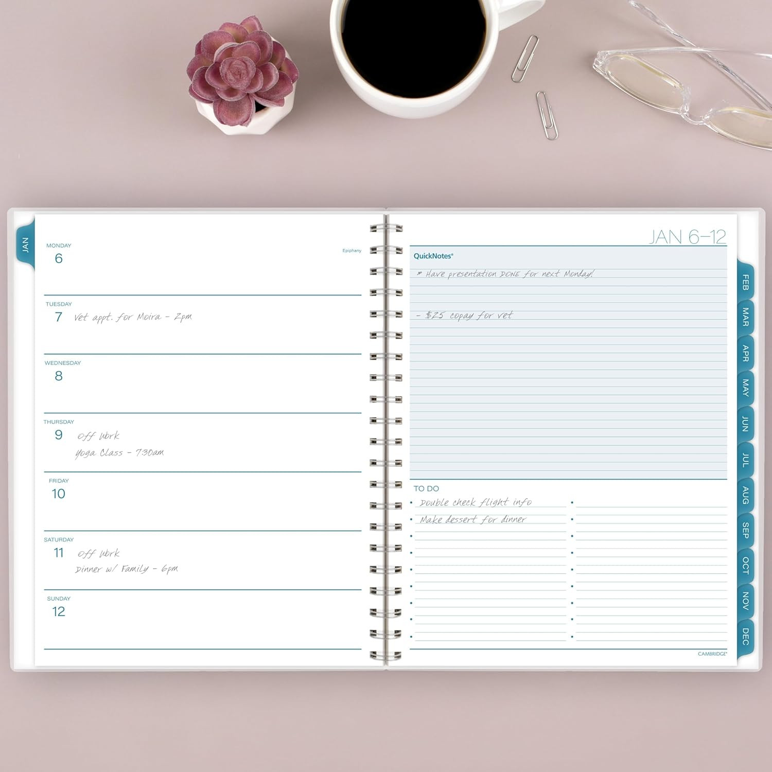 2025 Planner, Weekly & Monthly, 8-1/2″ x 11″, Large, Glacier (1727-905-25)