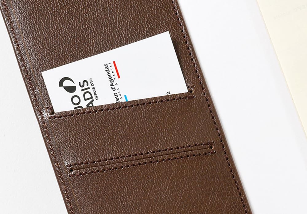 Genuine cowhide leather notebook cover, buffalo leather 8.8 x 17cm, chocolate