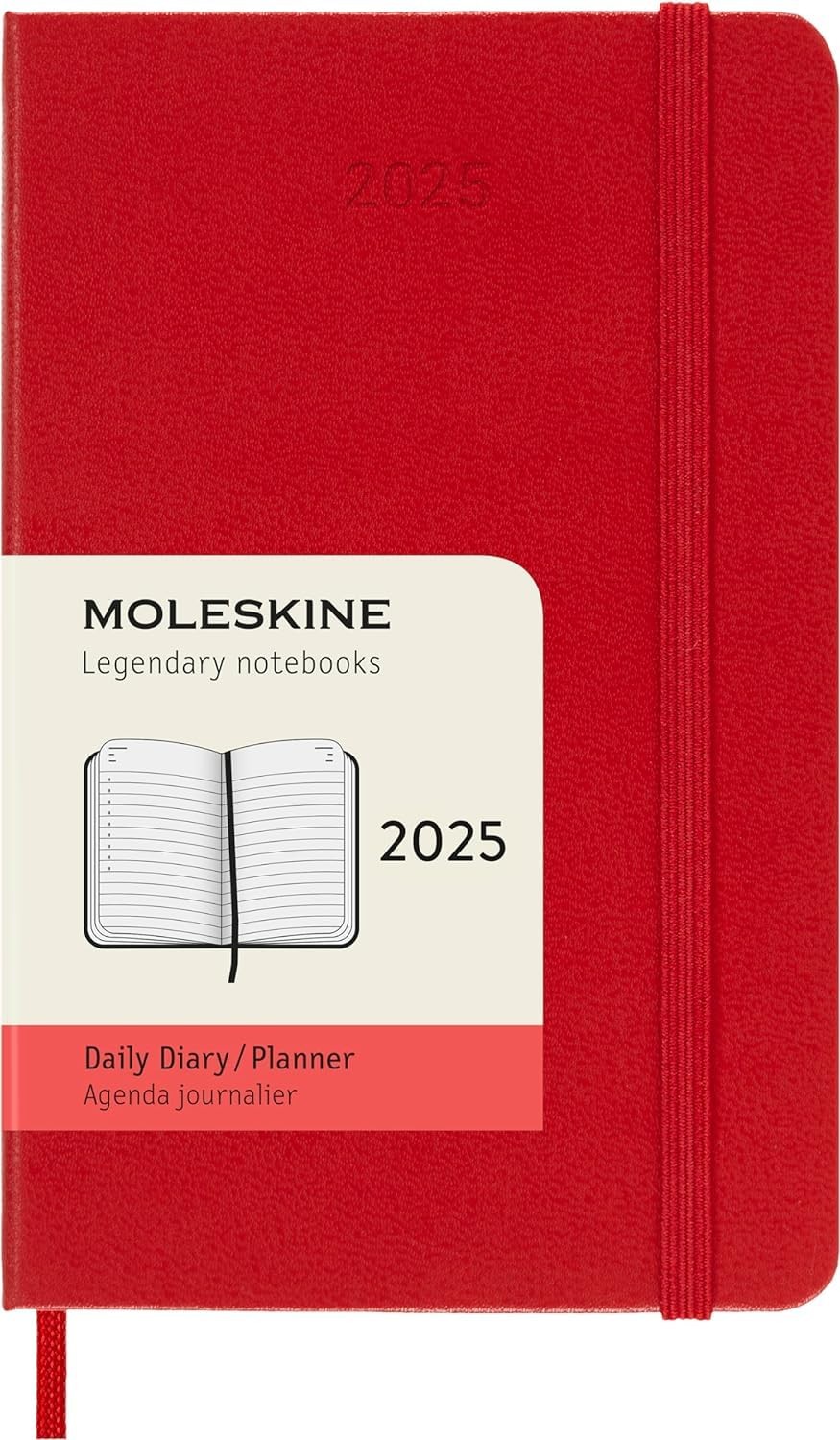 Moleskine Classic 12 Month 2025 Daily Planner, Hard pocket, scarlet red