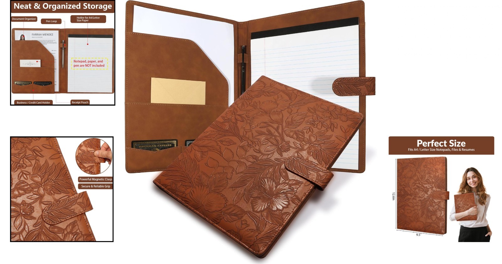 Professional Padfolio Portfolio Binder, Organizer for Letter Size Legal Pad N…