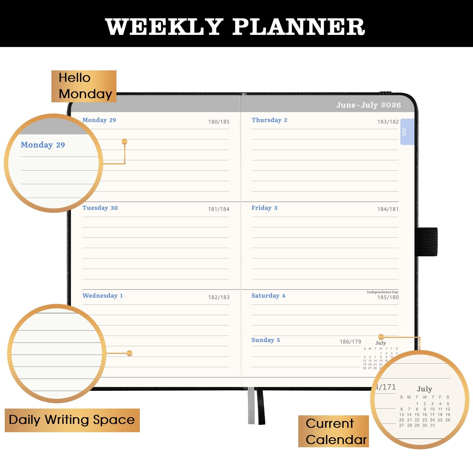 2026-2027 Pocket Planner/Calendar – Jul 2026 – Jun 2027, Academic A5, Black