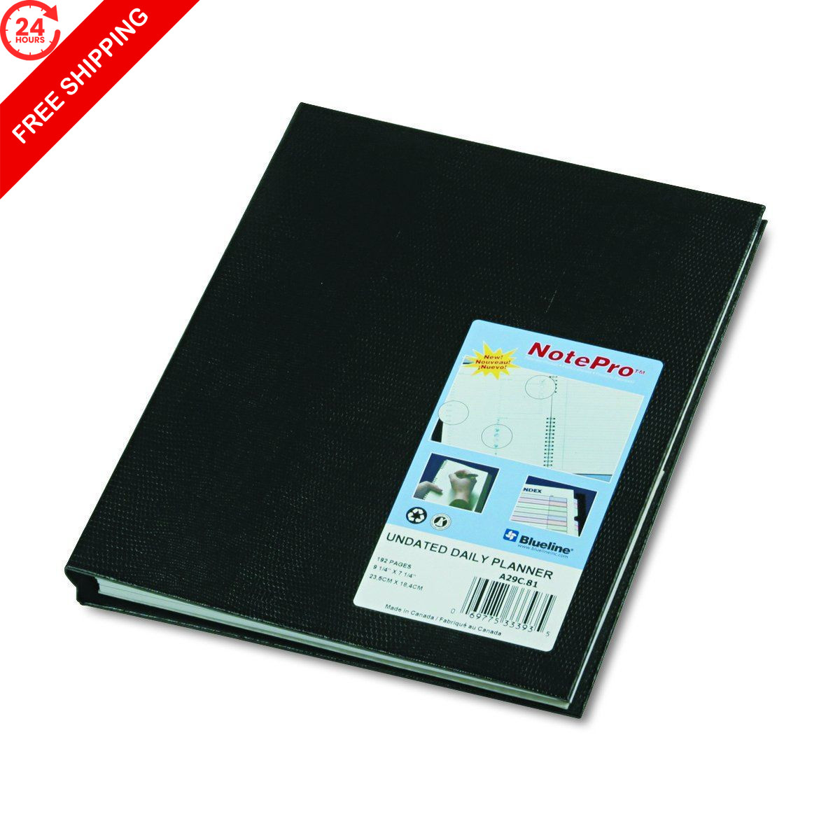 Blueline A29C81 NotePro Undated Daily Planner, 9 1/4 In X 7 In, Black