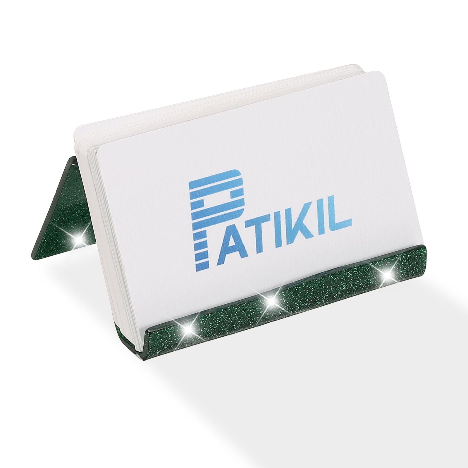 Business Card Holder for Desk, Acrylic Card Holders Shine, Green