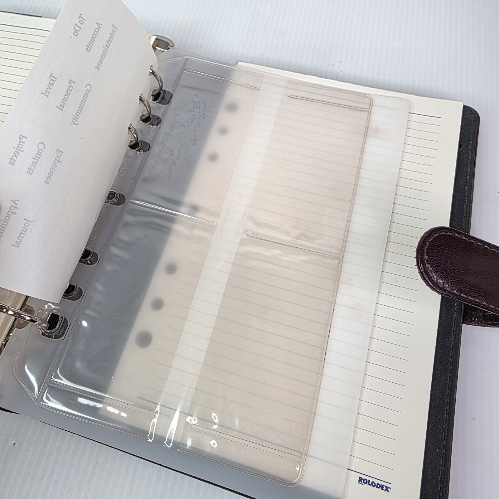 Vintage Rolodex Personal Organizer 8.5×6.5 Faux Leather 6 Ring Burgundy Snap