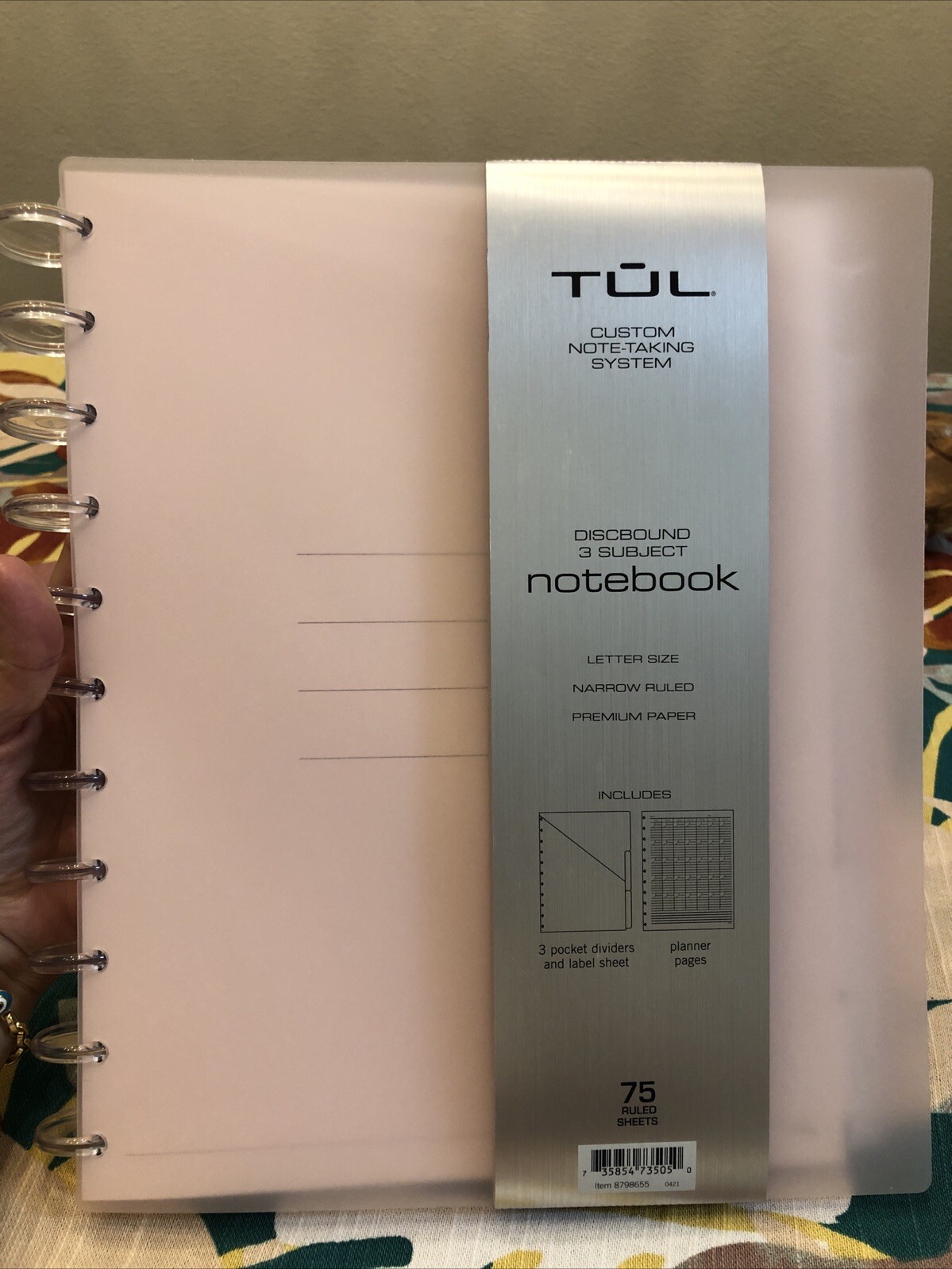 Tul Discbound Notebook Planner Letter Size Large Cover Pale Pink Plastic Cover