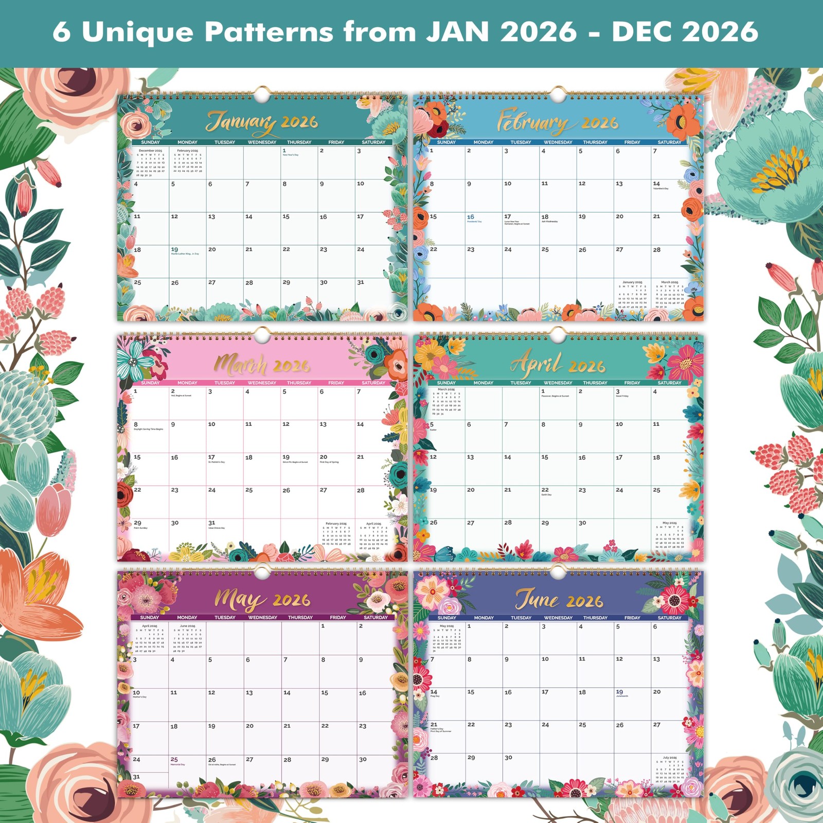 2026 Wall Calendar – 2026 covers 12 Middle(14.8 “x11.4”), gray