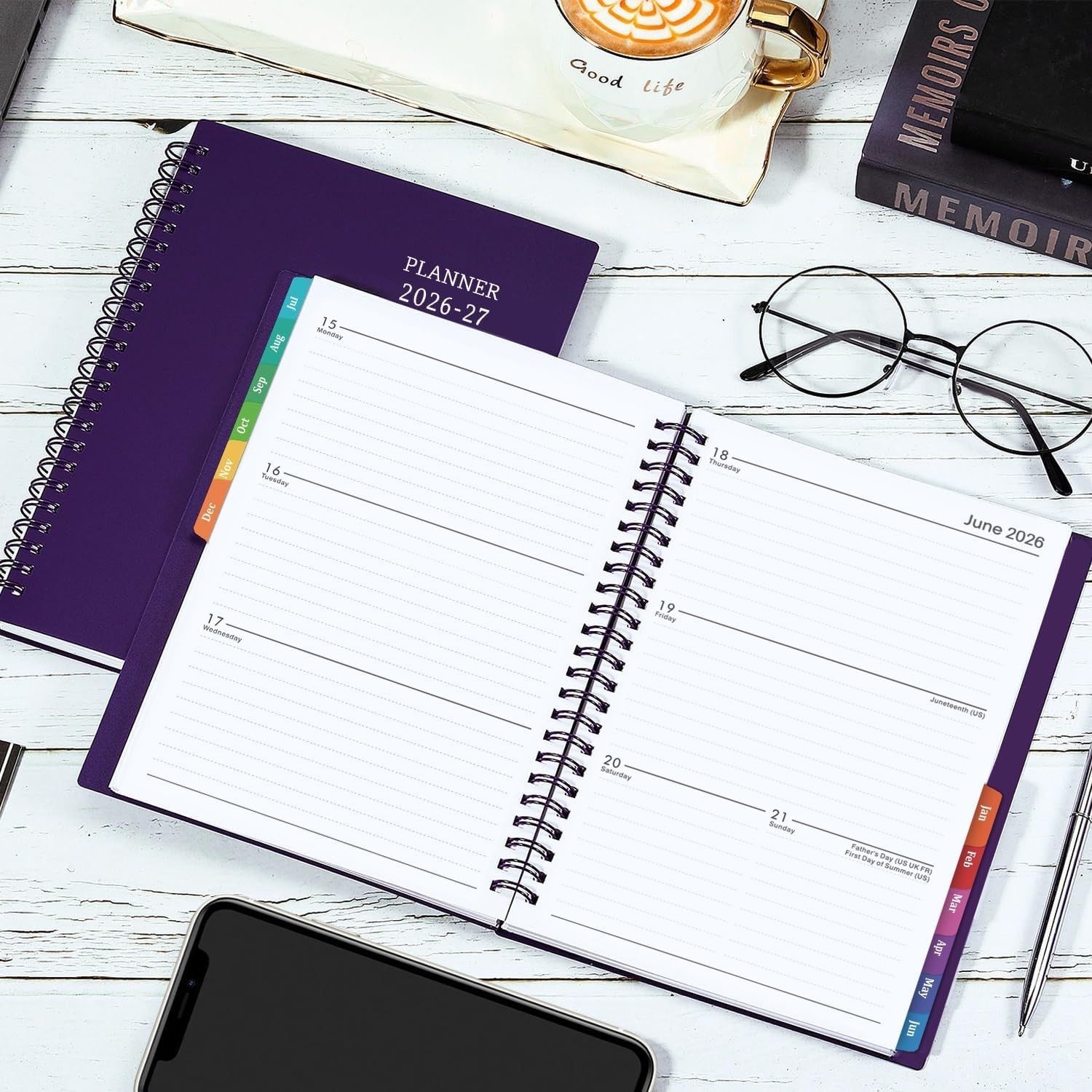 Stylish 2026-2027 Academic Planner – Twin-Wire Binding, Weekly & Monthly Pages