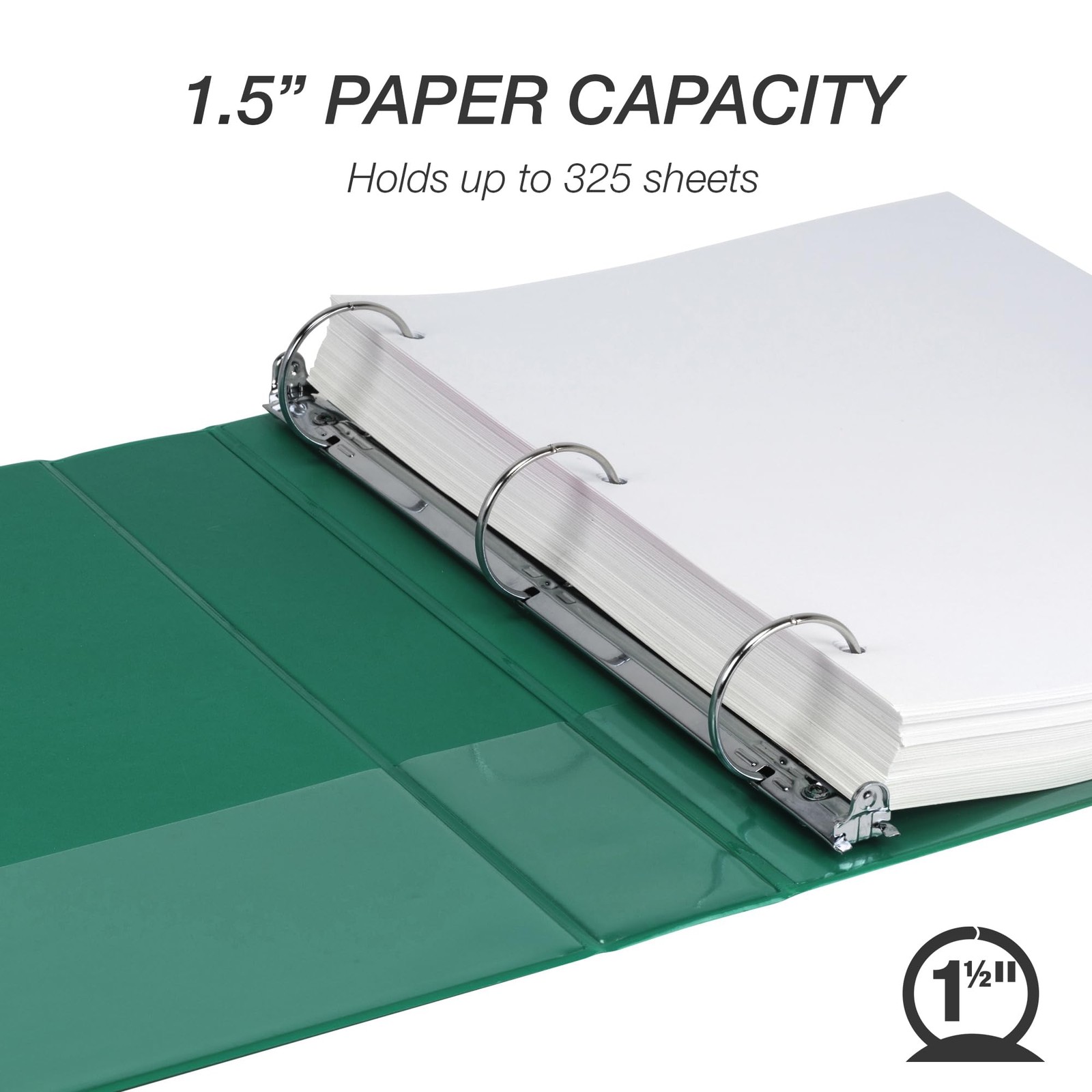 Samsill 1.5 Inch 3 Ring Binder, Economy Round Ring, Clear View 1-Pack, Green