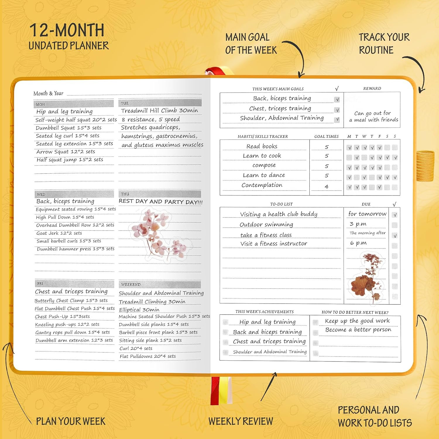 Undated Luxurious Weekly & Monthly Planner to Increase Productivity Hit Your …