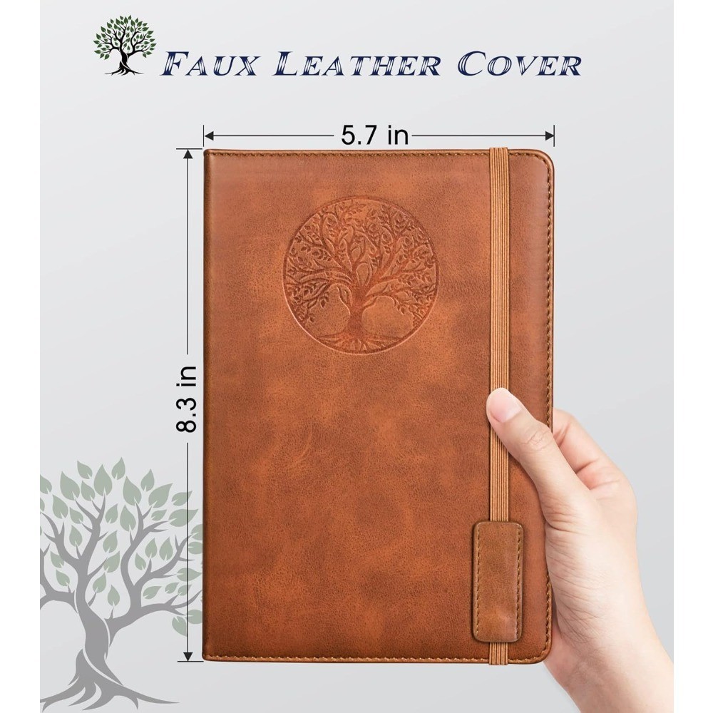 A5 Leather Journal Notebook, 256 Pages Hardcover Lined Notebook for Writing,