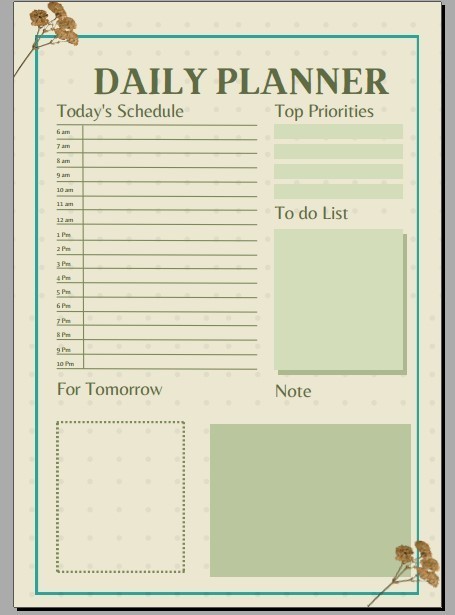 A4 Time blocking template, Daily Planner PDF Digital Printable – 2 in 1