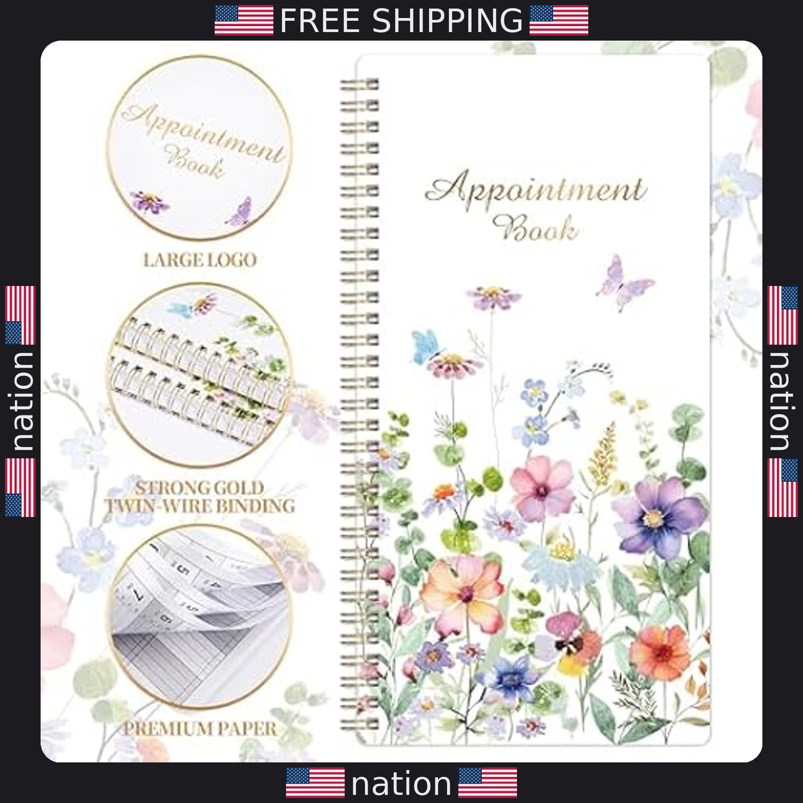 Undated Salon Appointment Book ? 200 Pages, Hourly Schedule, Twin-Wire Binding