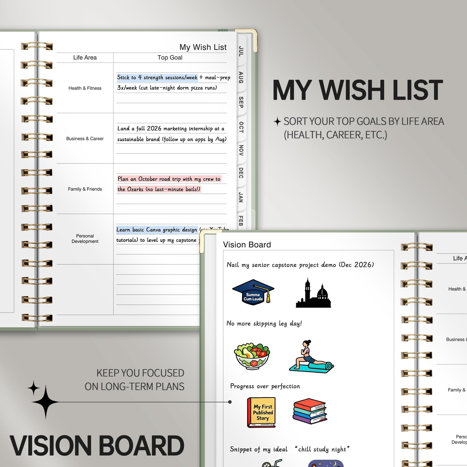 LOAPEM Academic Planner 2026-2027, Weekly A5 Size (5.7″ x 8.3″), Light Green