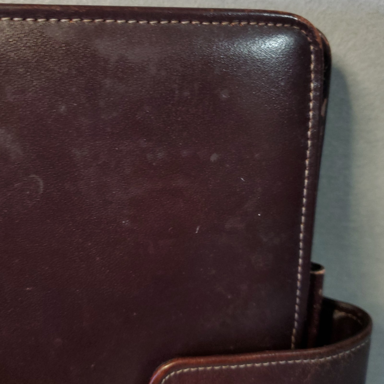 Franklin Full Grain Leather Day Timer Planner 7 Ring Red Brown Binder Vtg *READ*