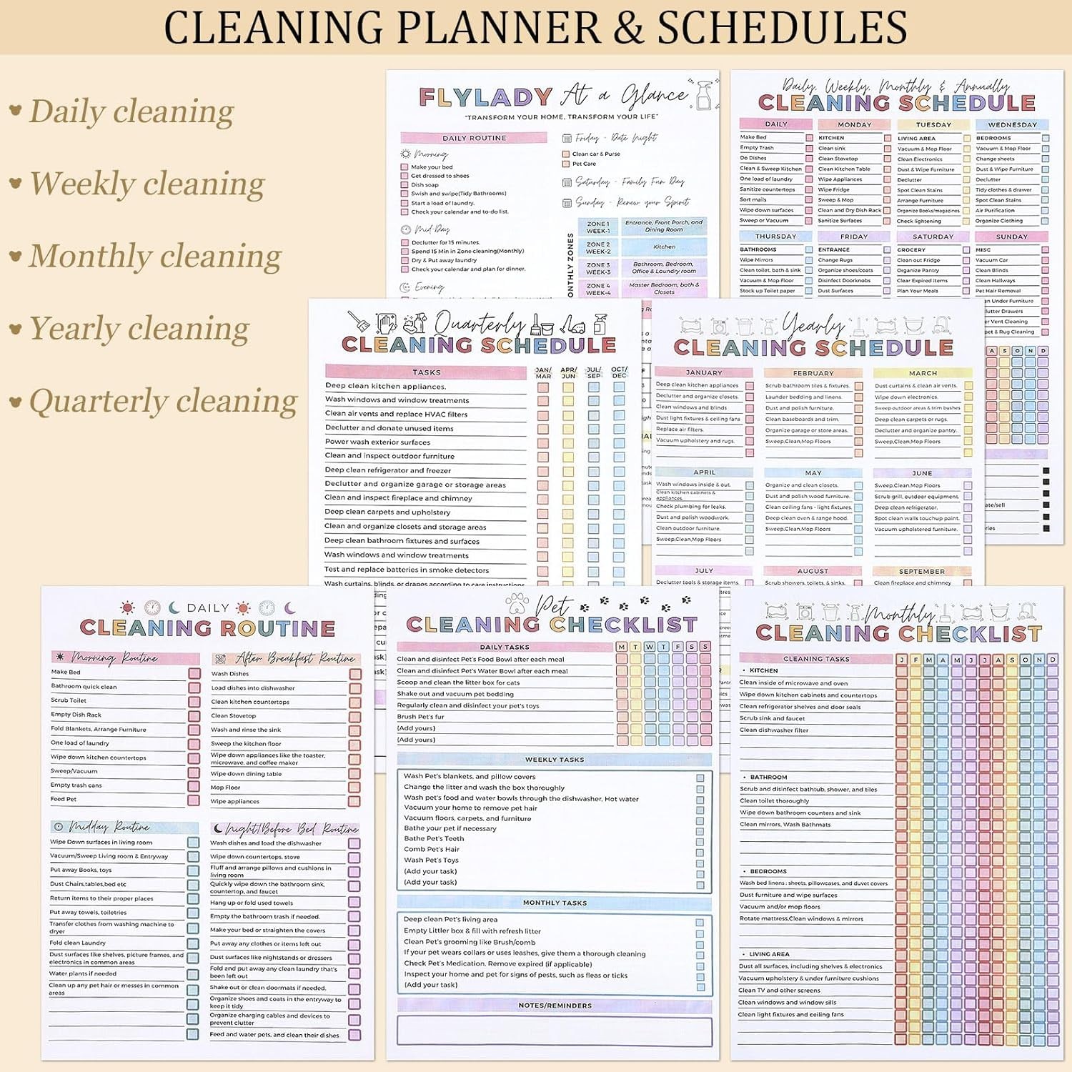 ADHD Cleaning Planner, Schedule and 28.5x21cm/11.22×8.27inch, white