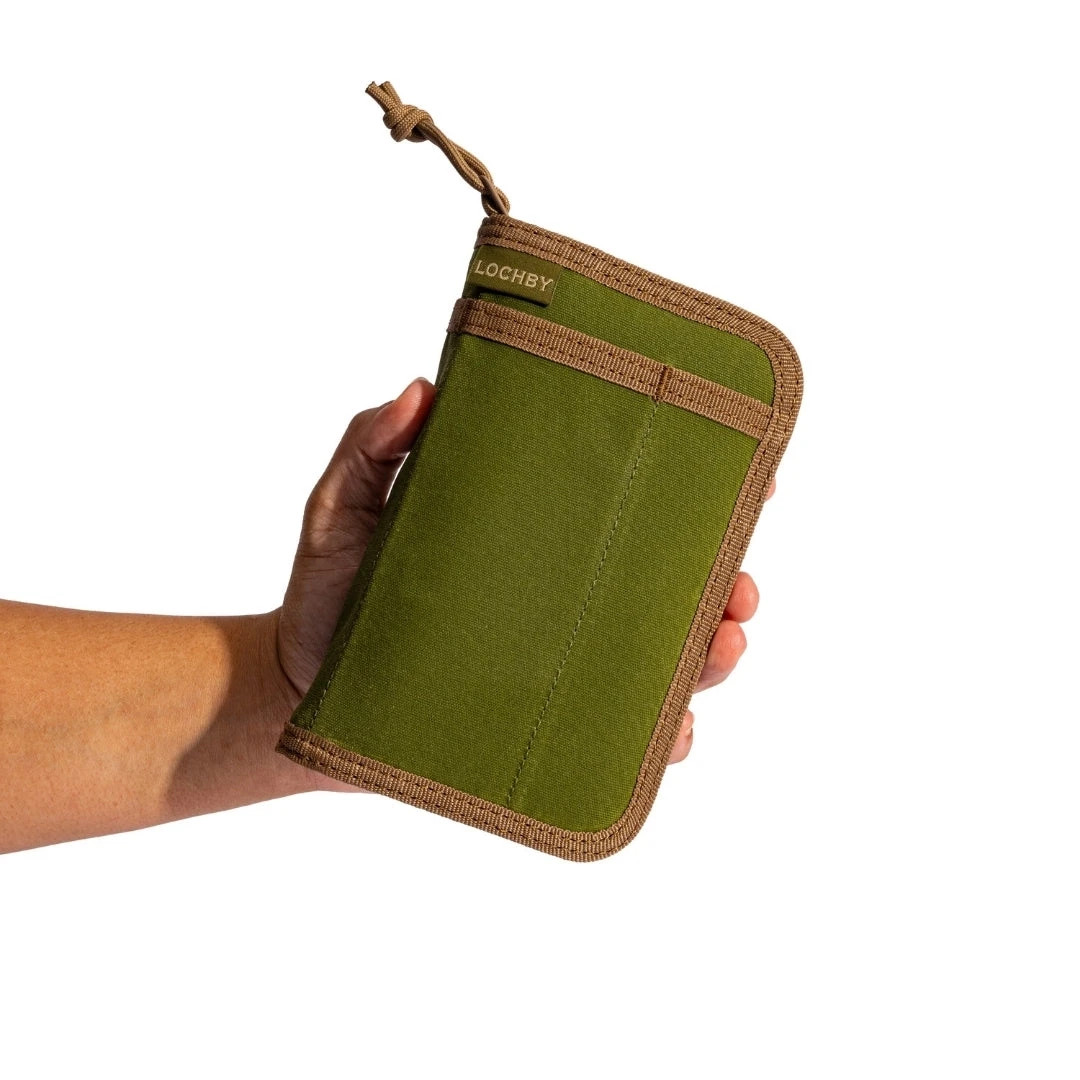 LOCHBY Pocket Journal Olive Green |Notebook Cover | Water Resistant Waxed Canvas