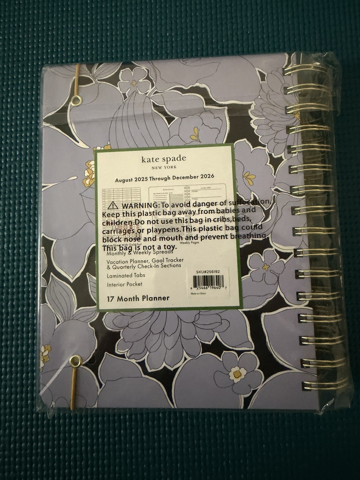 NWT Kate Spade New York Daily Planner Aug 2025- Dec 2026 Medium Purple Floral