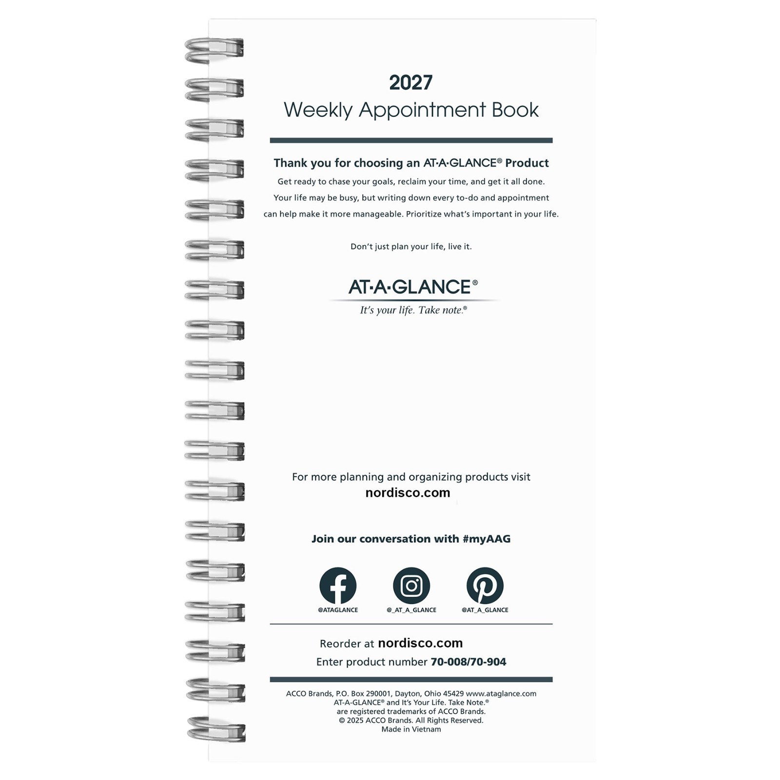 2026 At-A-Glance 70-904-10 Refill For 70-008 Weekly Appointment Book