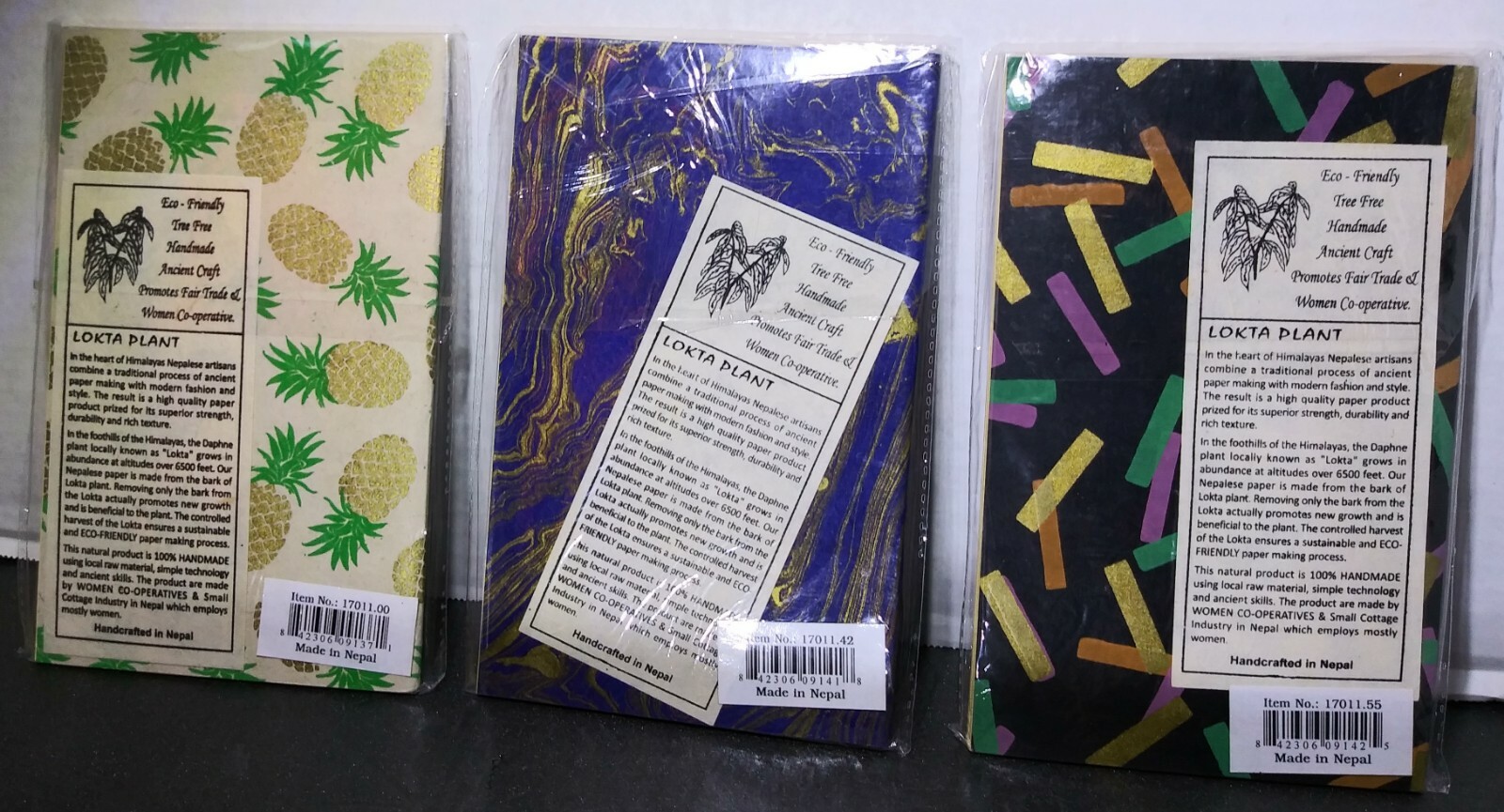 Lot of Three Small Notebooks Handcrafted in Nepal Lokta Paper Women Co-operative
