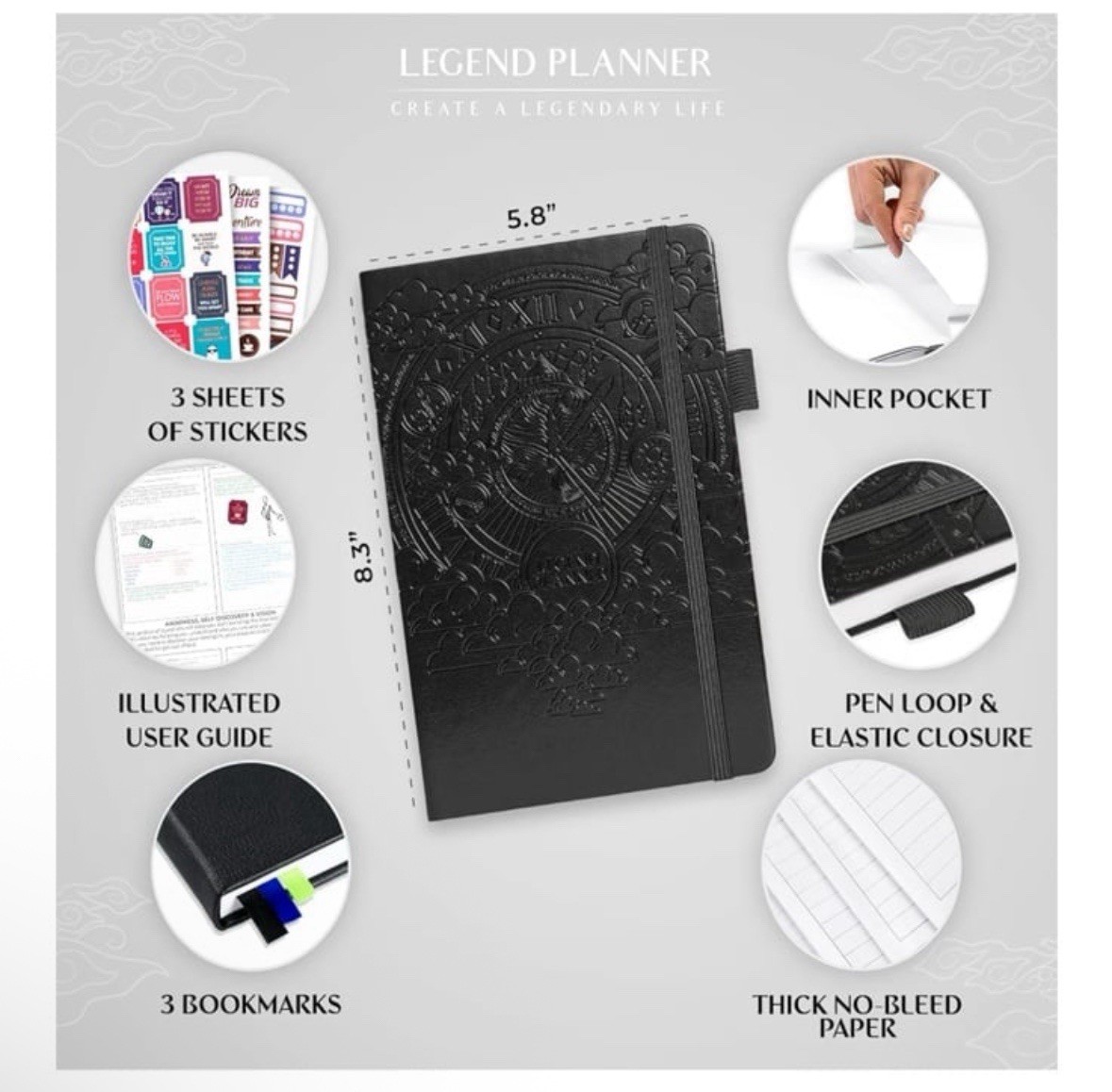 Legend Planner | Hourly Planner 2026 | A5 5.5×8.3 | Black | SEALED