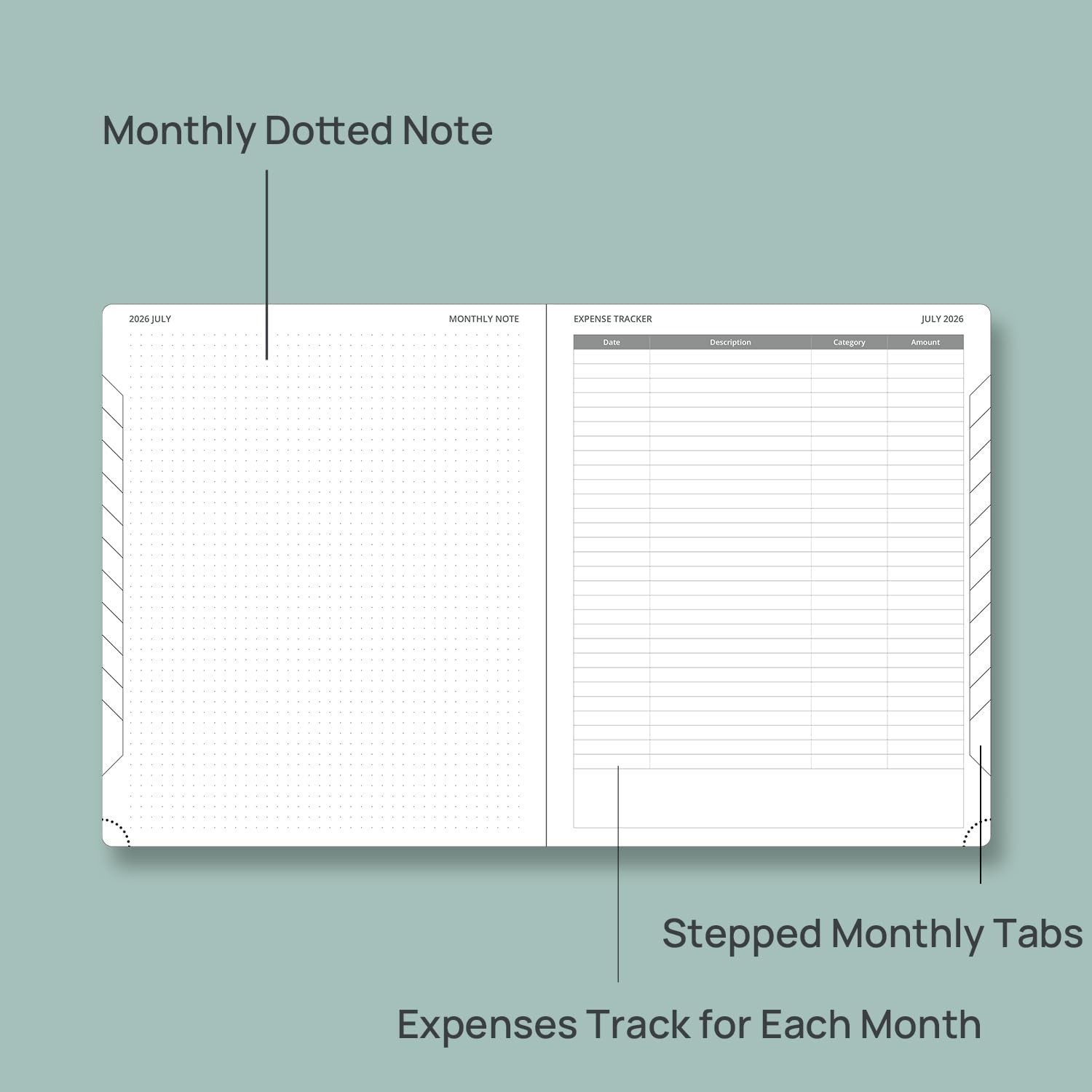 2026-2027 Monthly Planner – 18-Month Calendar Book, Soft Cover, 6.5”x8.5”, Tab