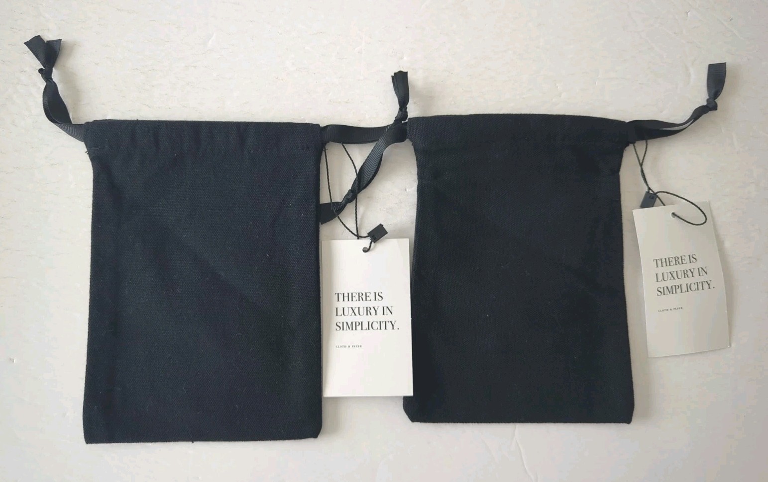 Lot of 2 NWT Cloth & Paper Drawstring Storage Dust Bag Small
