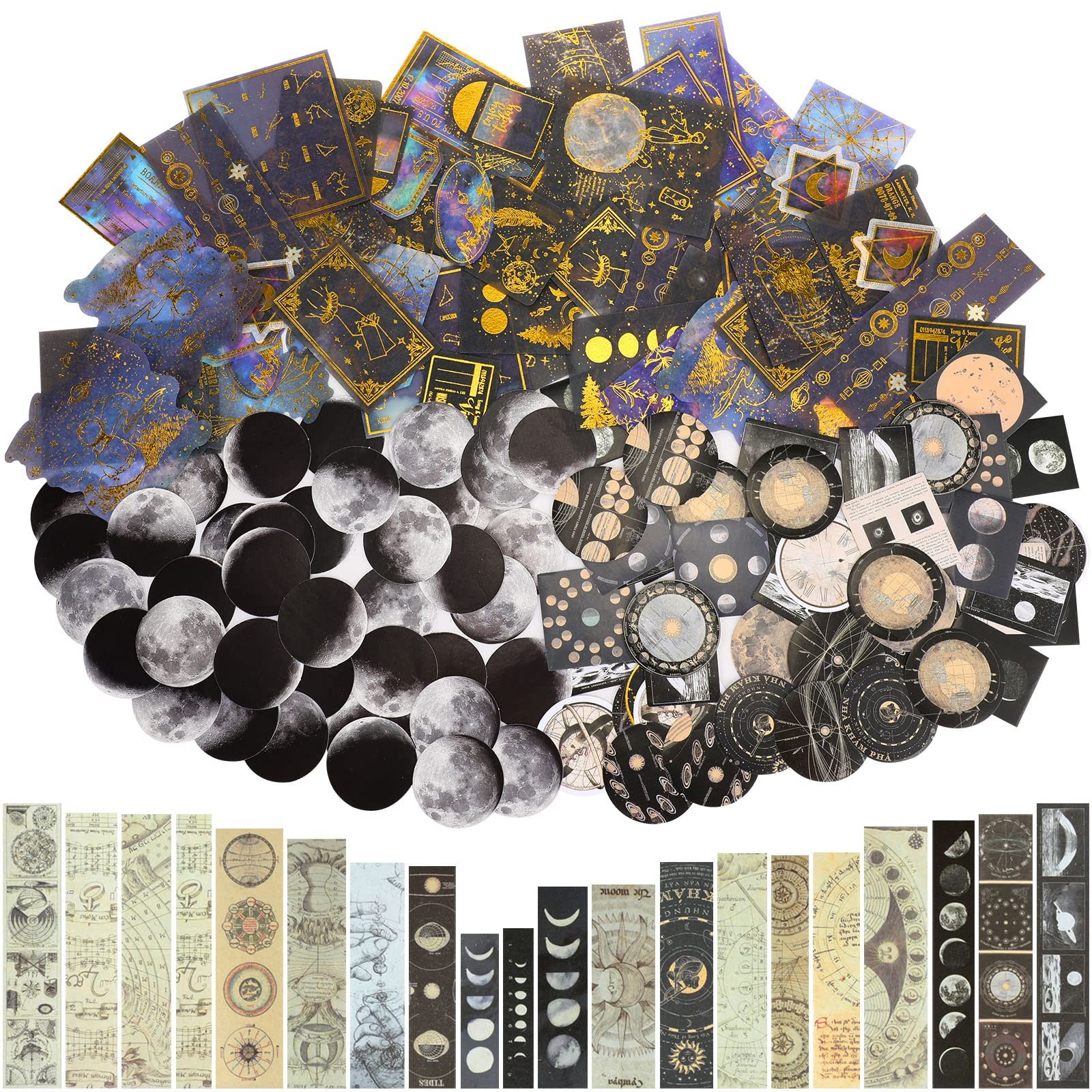 191 Pieces Vintage Astronomy Stickers Celestial Galaxy Planet Space Sticker Set