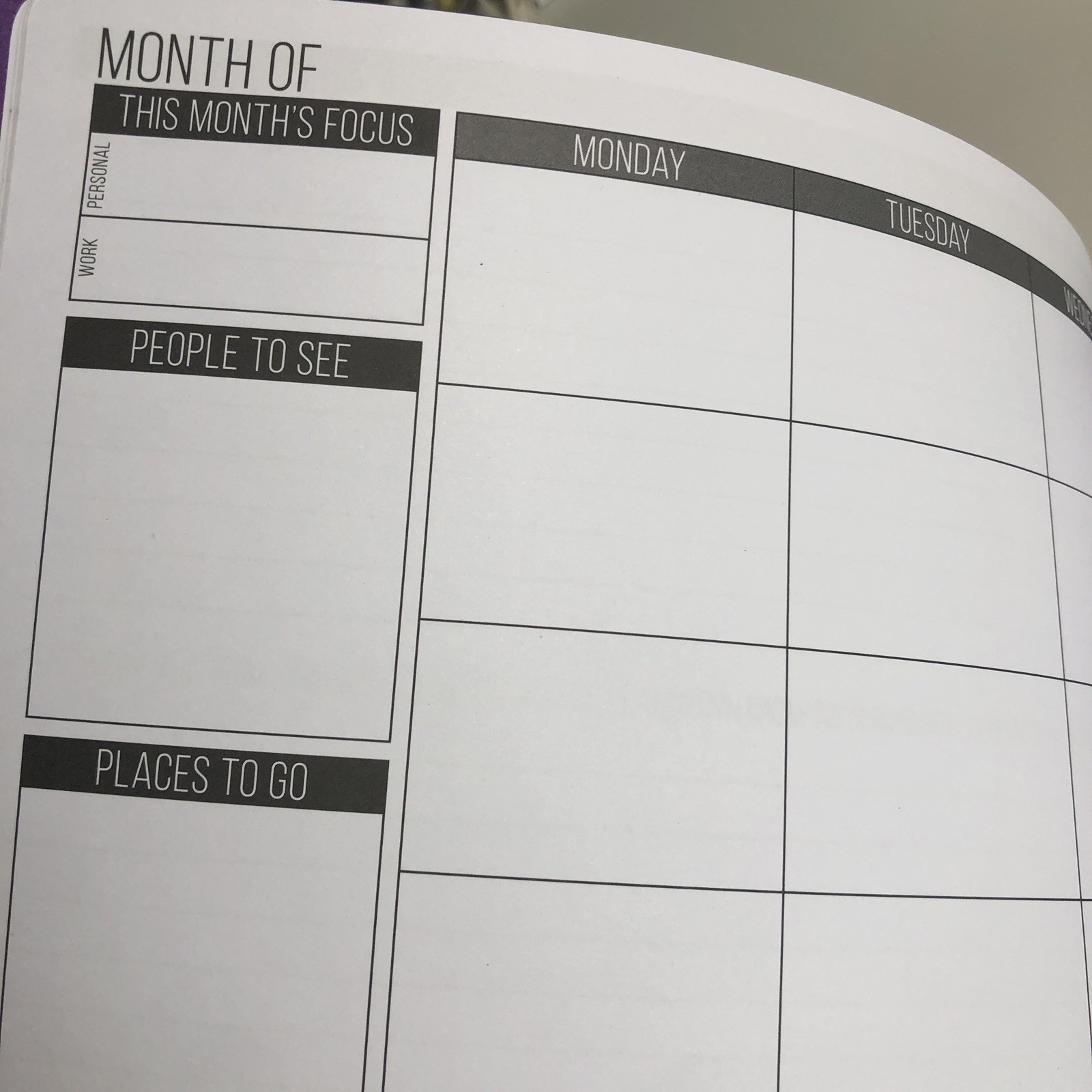 Passion Planner RARE Purple Large Weekly Undated 2017-2018 Monday Start Stickers