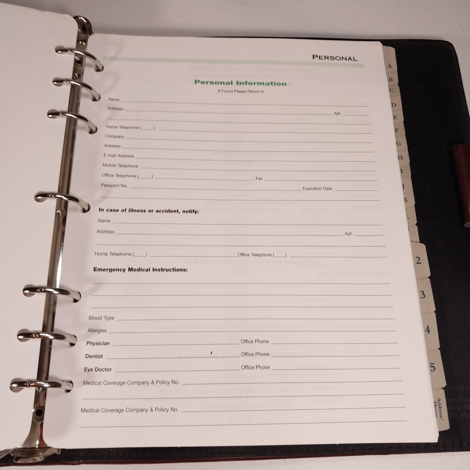 Franklin Covey Classic 7-Ring Binder Burgundy Faux Leather Planner Tabs Inserts