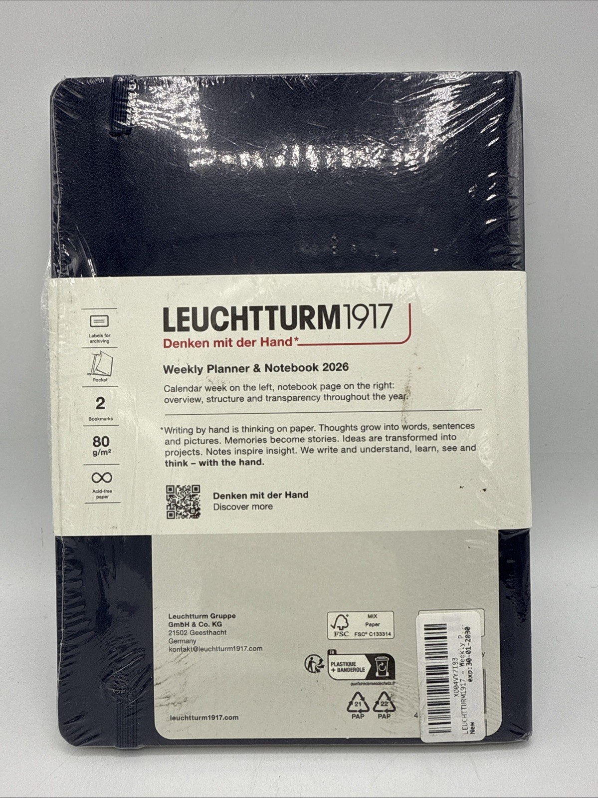 LEUCHTTURM1917 – Weekly Planner & Notebook 2026 Medium (A5) Navy Blue