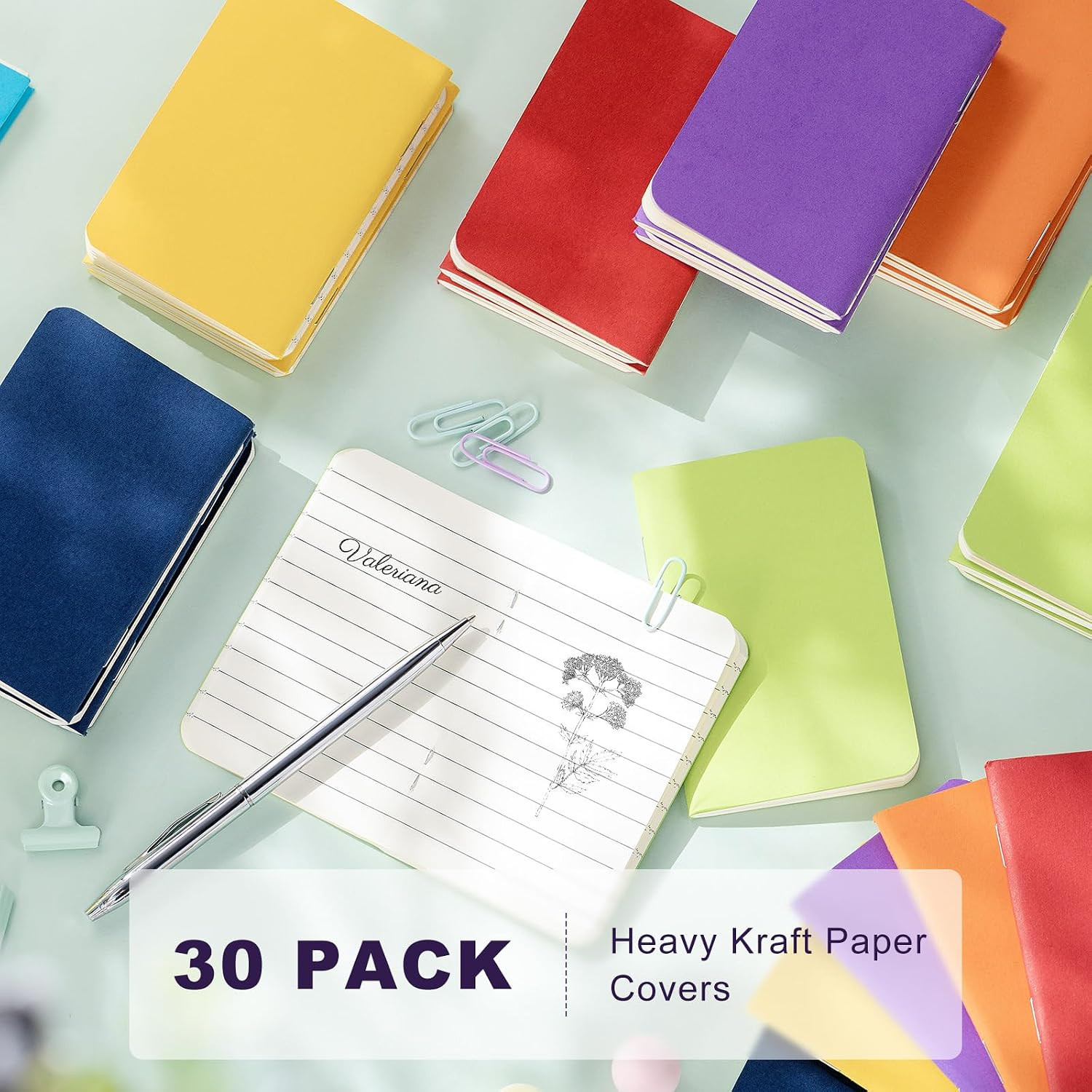 30 Pcs Pocket Notebook Bulk 2.5″ X 4″ Mini Lined Notepads Small Wallet