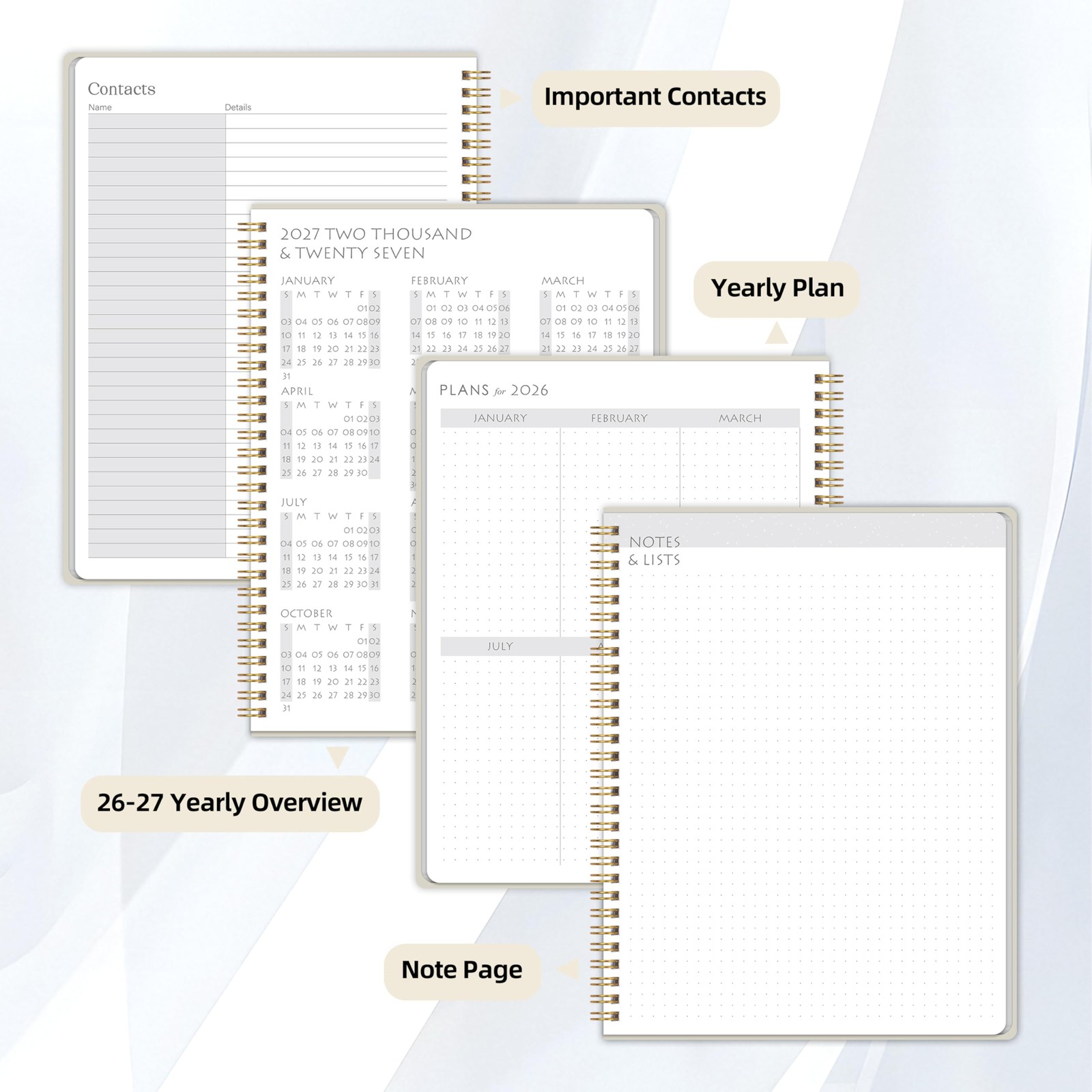 2026-2027 Monthly Planner Jan 2026 – Dec 2027 Twin-wire Binding Organizer