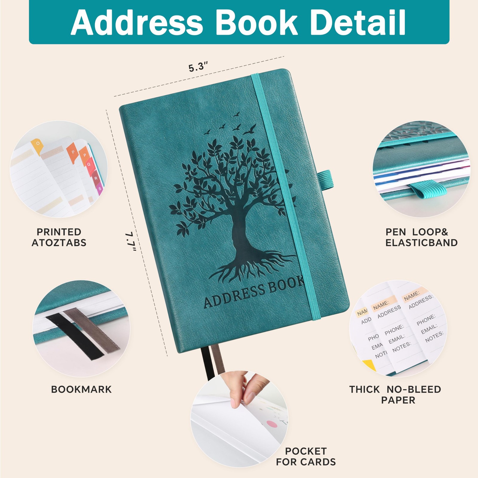 Address Book with Colorful Alphabetical Tabs (8.4″ x 5.8″) – Address Books fo…