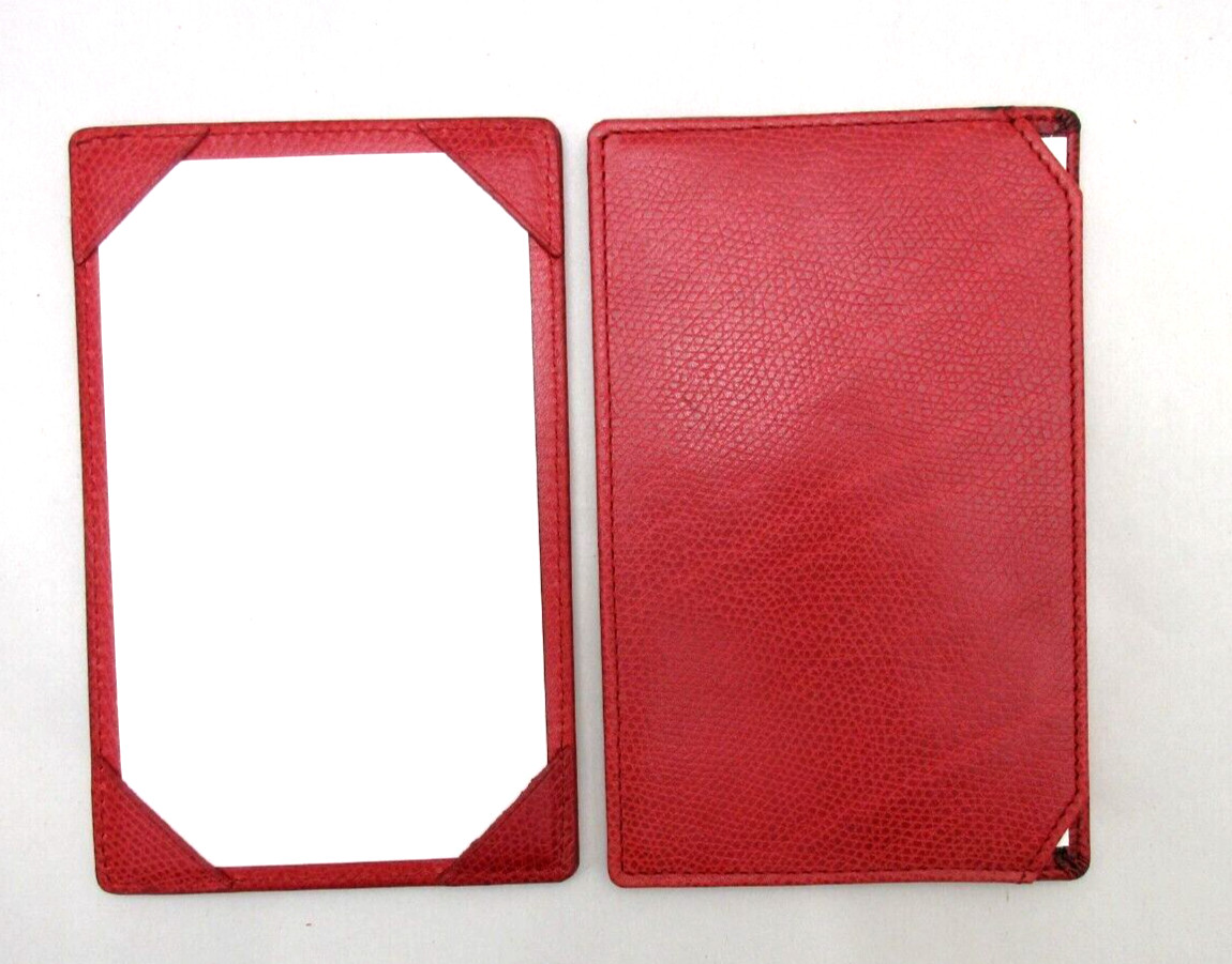 Leather Jotter Notepad 3×5″ Personal Pocket Refillable with 24 Cards RED