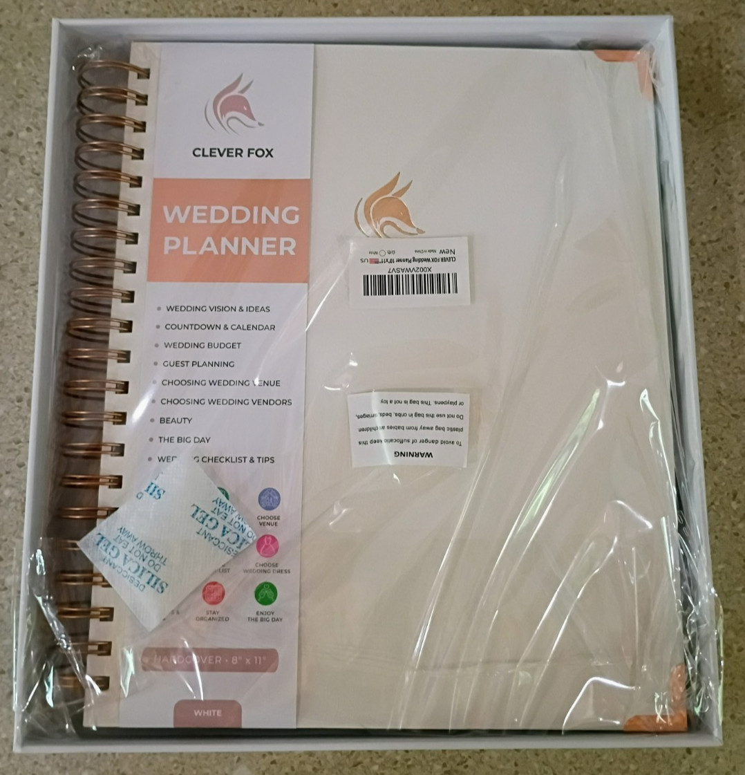 Clever Fox Wedding Planner Hardcover White 8″x11″ Brand New W/ Box Ships Free!