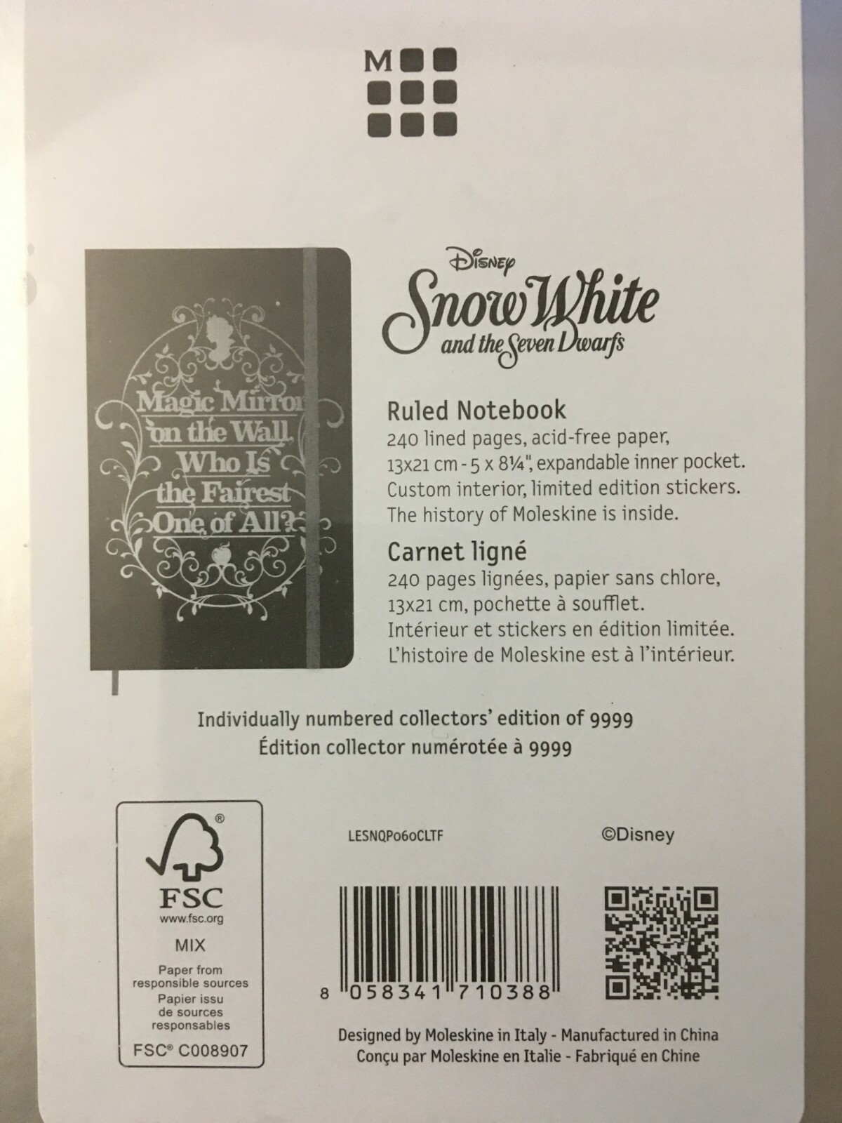 Moleskine Limited Edition, Disney Snow White Ruled Notebook Collector’s Box